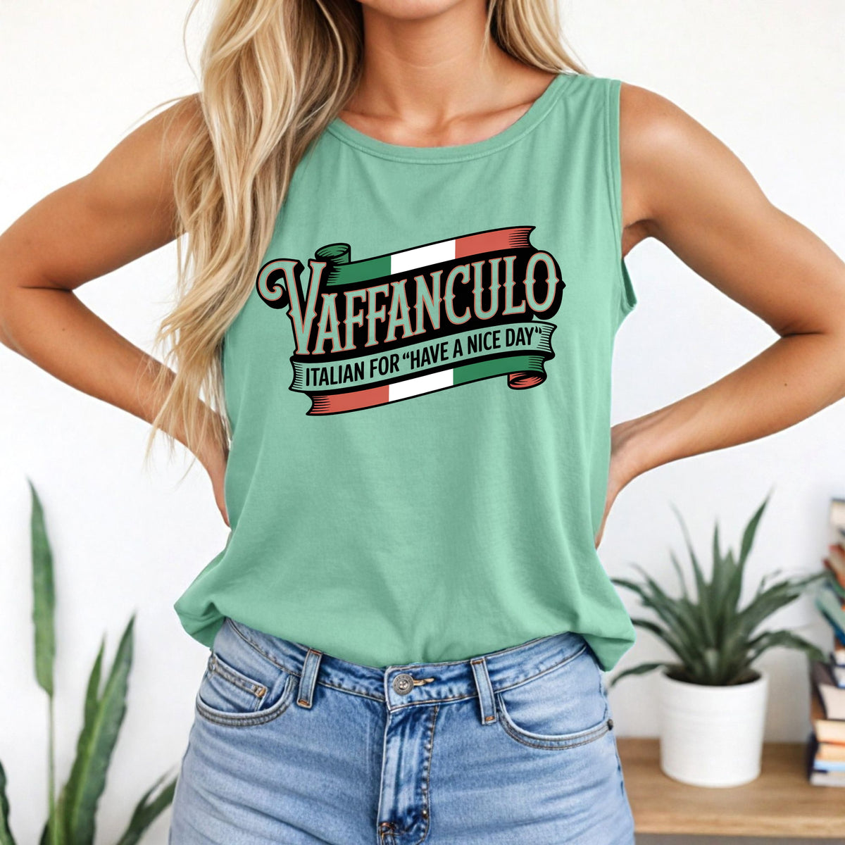 Funny Italian Vaffanculo Shirt | Italy Flag Shirt | Have A Nice Day Italy Travel T-shirt | Garment-Dyed Tank Top