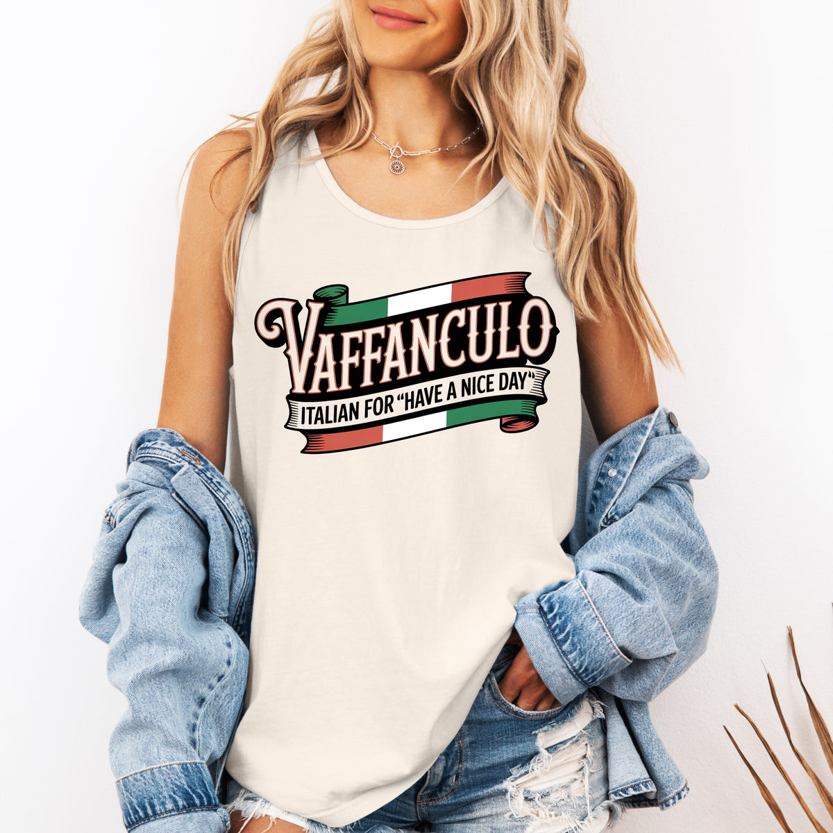 Funny Italian Vaffanculo Shirt | Italy Flag Shirt | Have A Nice Day Italy Travel T-shirt | Garment-Dyed Tank Top