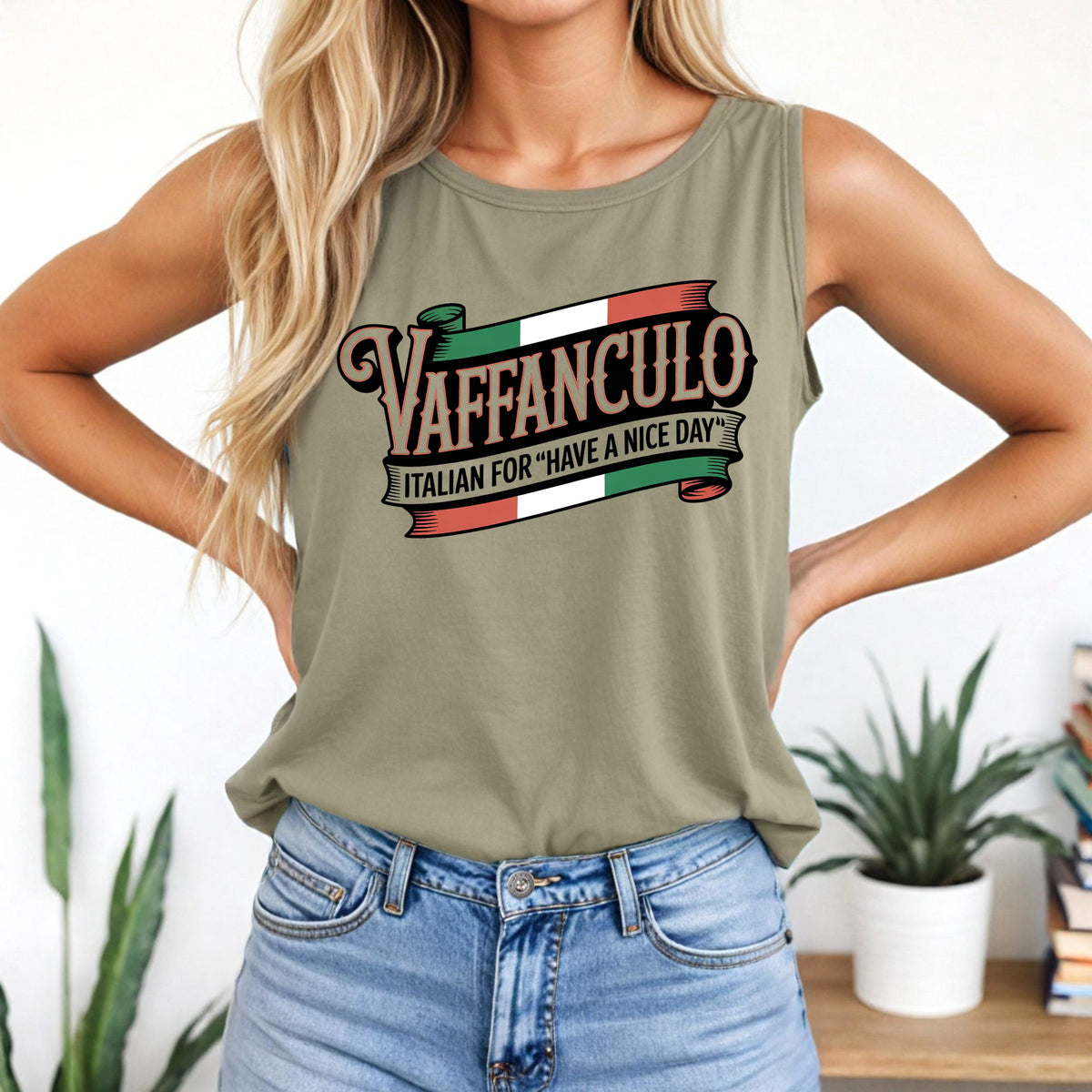 Funny Italian Vaffanculo Shirt | Italy Flag Shirt | Have A Nice Day Italy Travel T-shirt | Garment-Dyed Tank Top