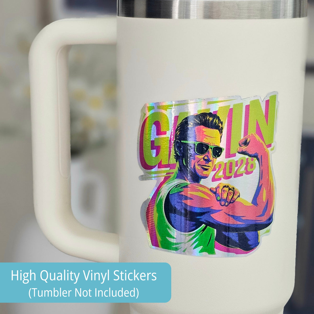 Gavin 2028 Holographic Stickers | Leftist Political Sticker Set | Democrat California gift