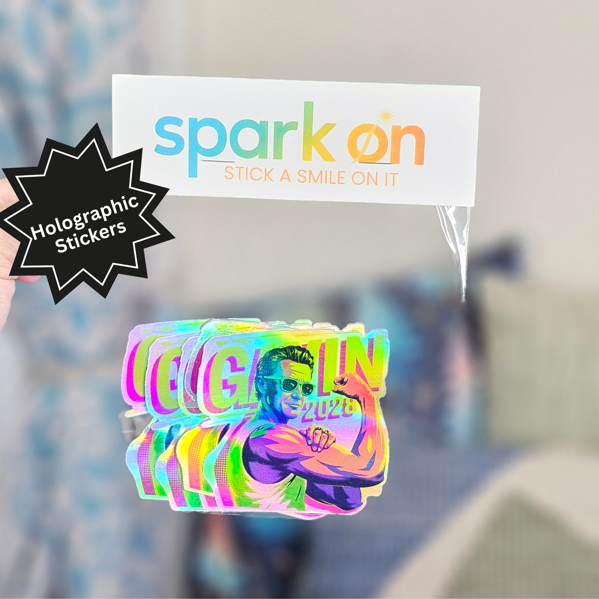 Gavin 2028 Holographic Stickers | Leftist Political Sticker Set | Democrat California gift