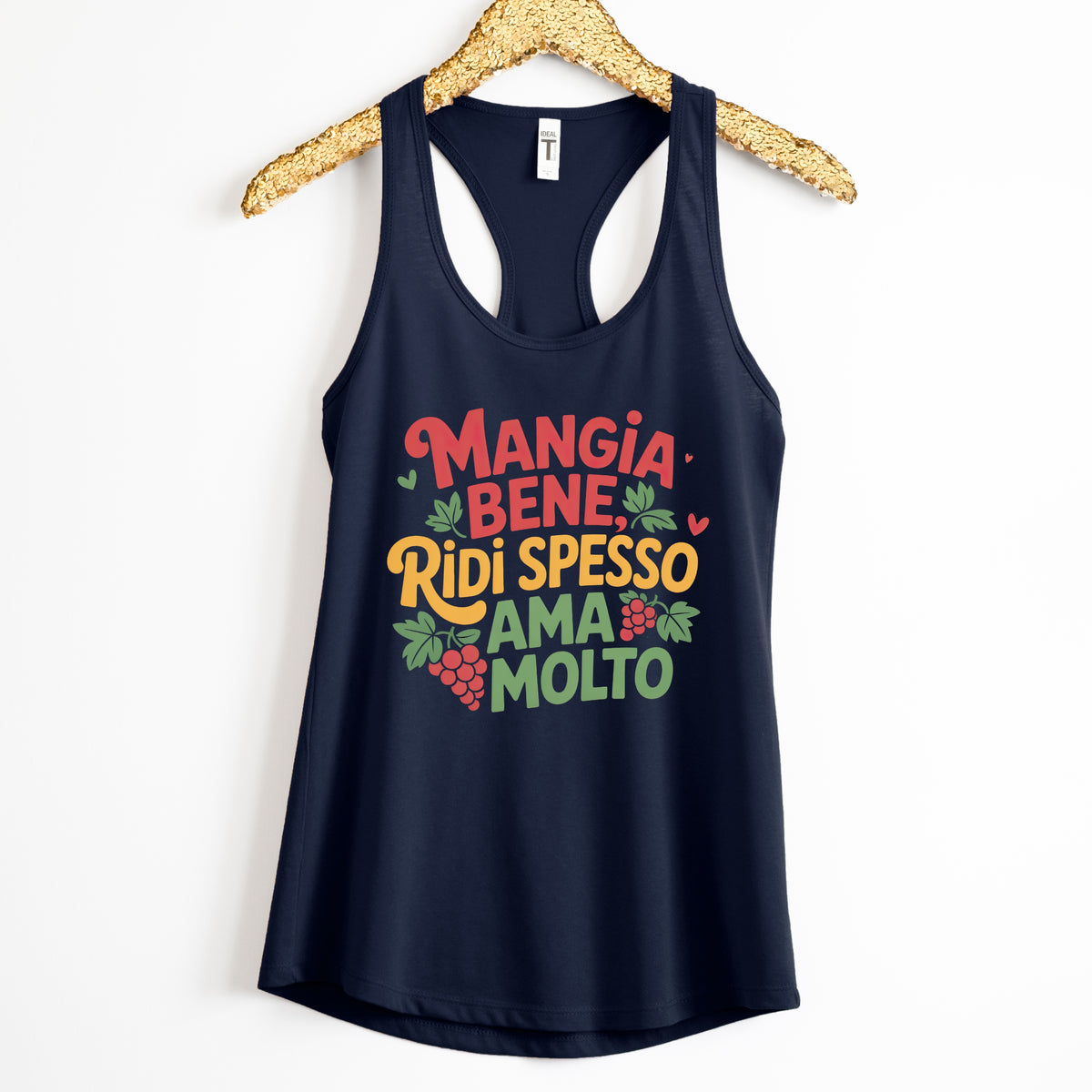 Mangia Bene Italian Saying Shirt, Italian Food Lover Gift, Italy Travel Lover Racerback Tank Top