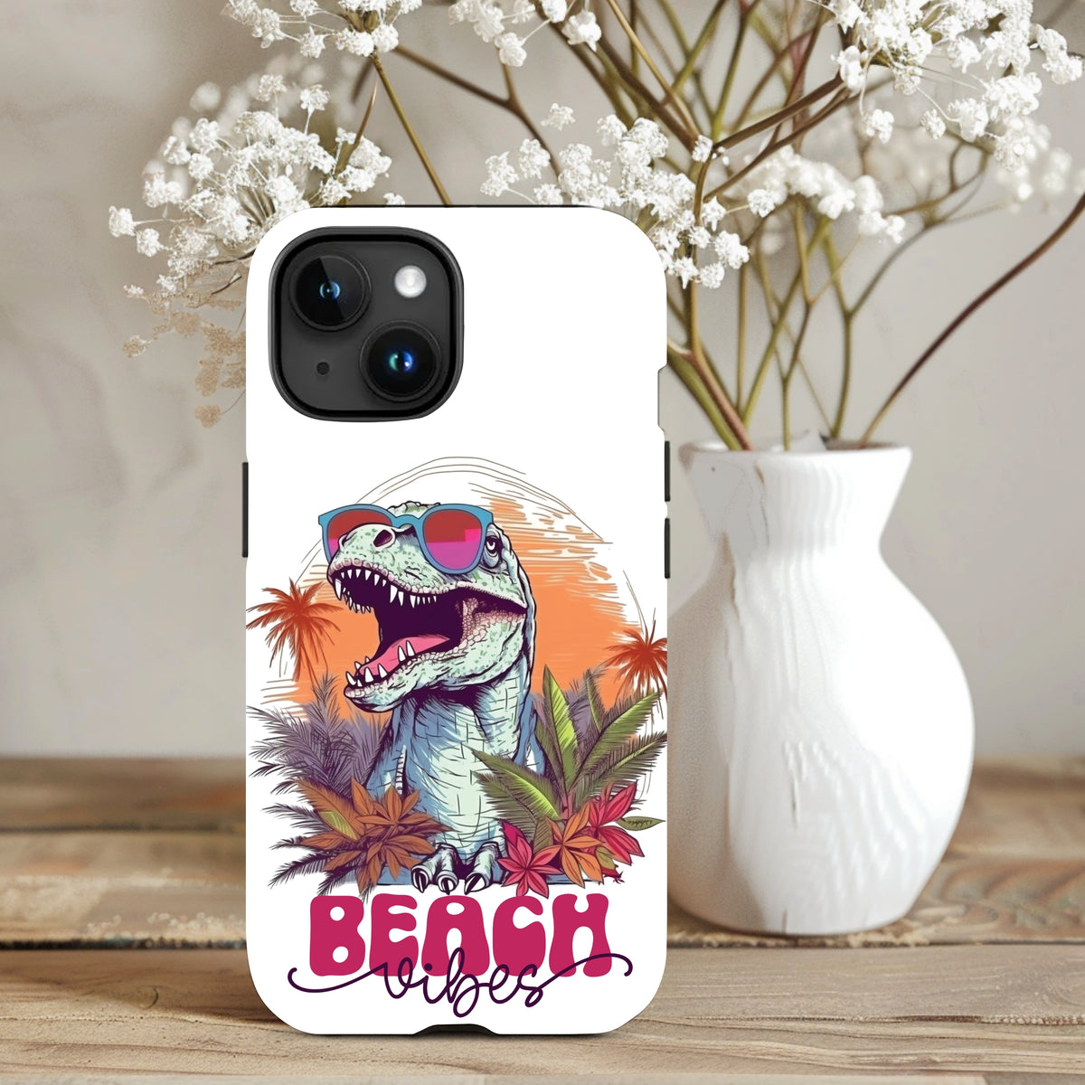Beach Vibes T Rex iPhone Case | iPhone 15 14 13 12 11 Phone Case 
