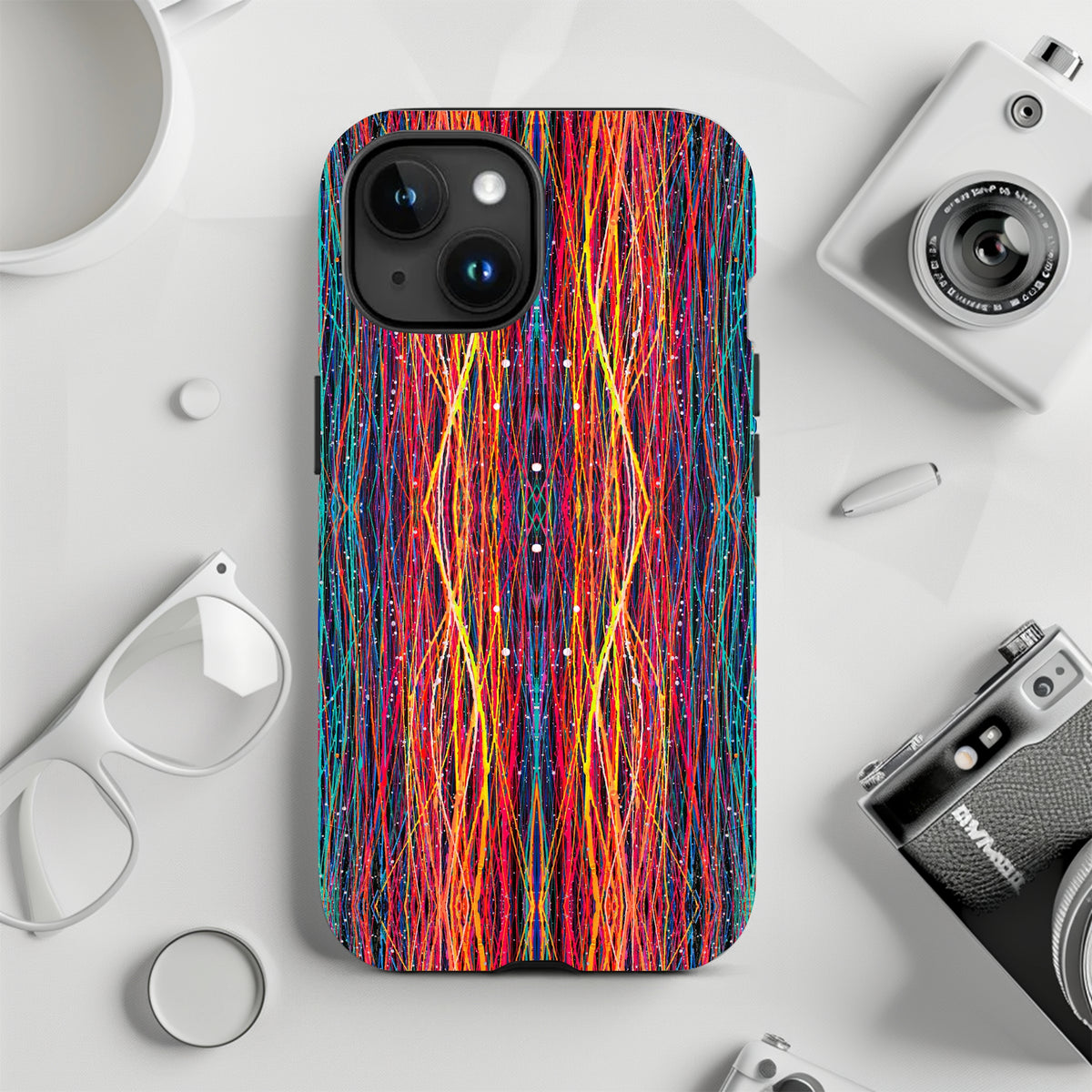 Fiber Optic Geometric iPhone 15 14 13 12 11 Case (all models)
