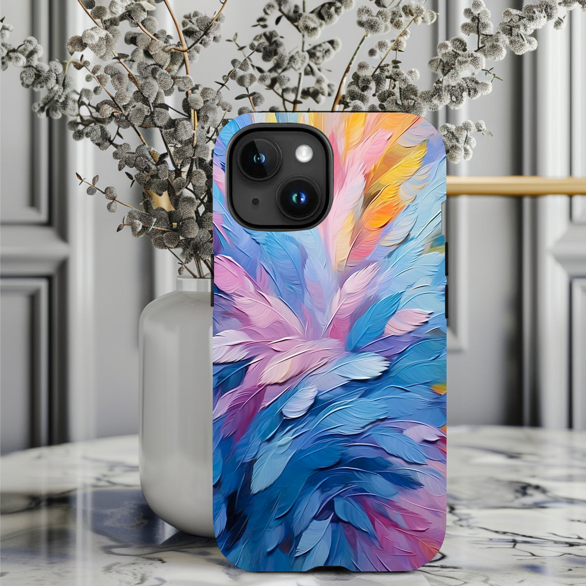 Pastel Feathers Abstract iPhone 15 Case
