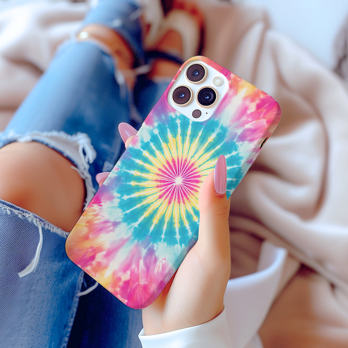 Tie Dye Boho Abstract Art iPhone 15 Case