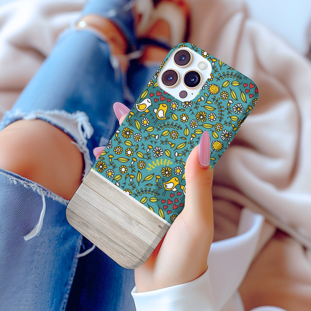 Scandinavian Floral Print iPhone 15Case | iPhone 11 12 13 14 15