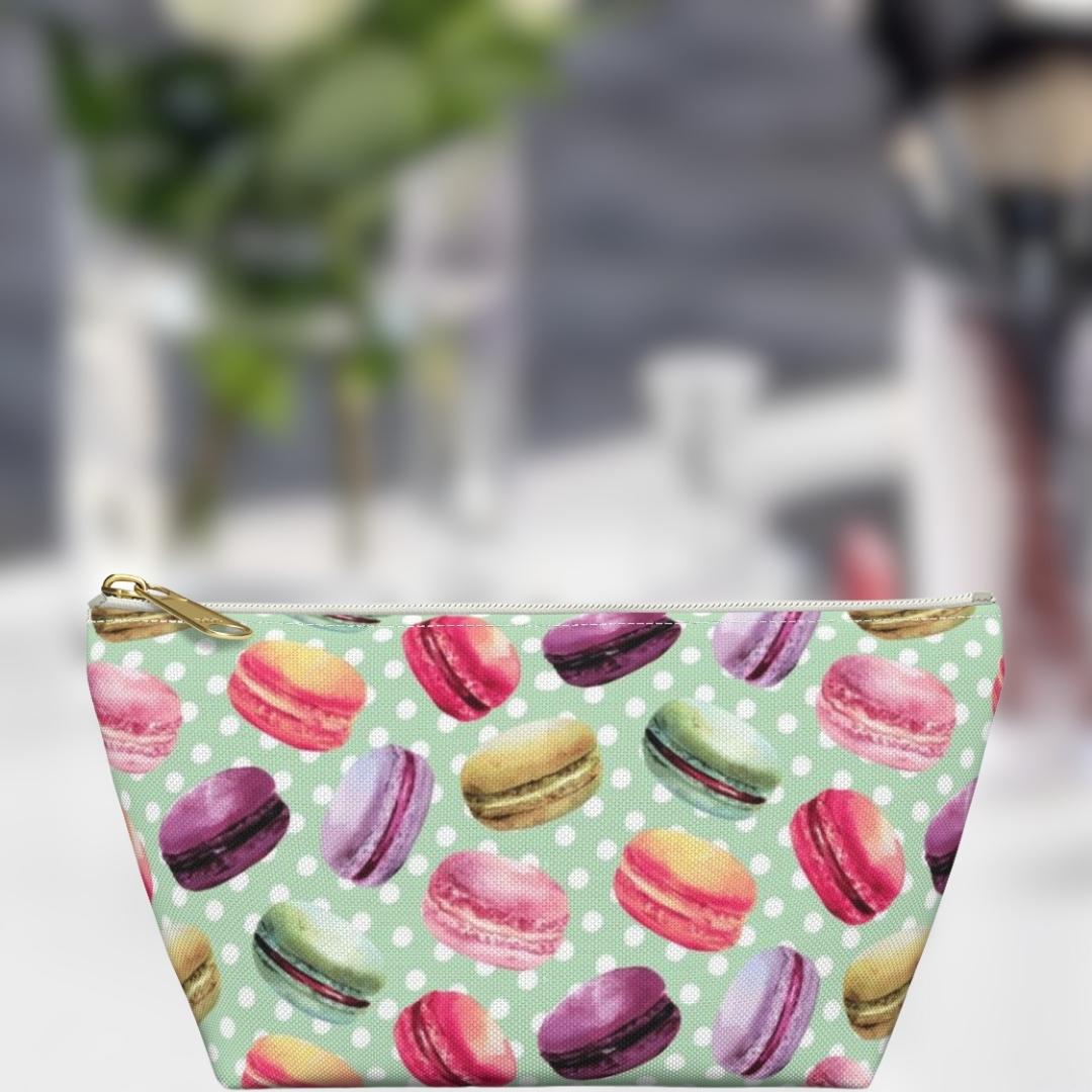 French Macaron Print Makeup Cosmetic Bag 