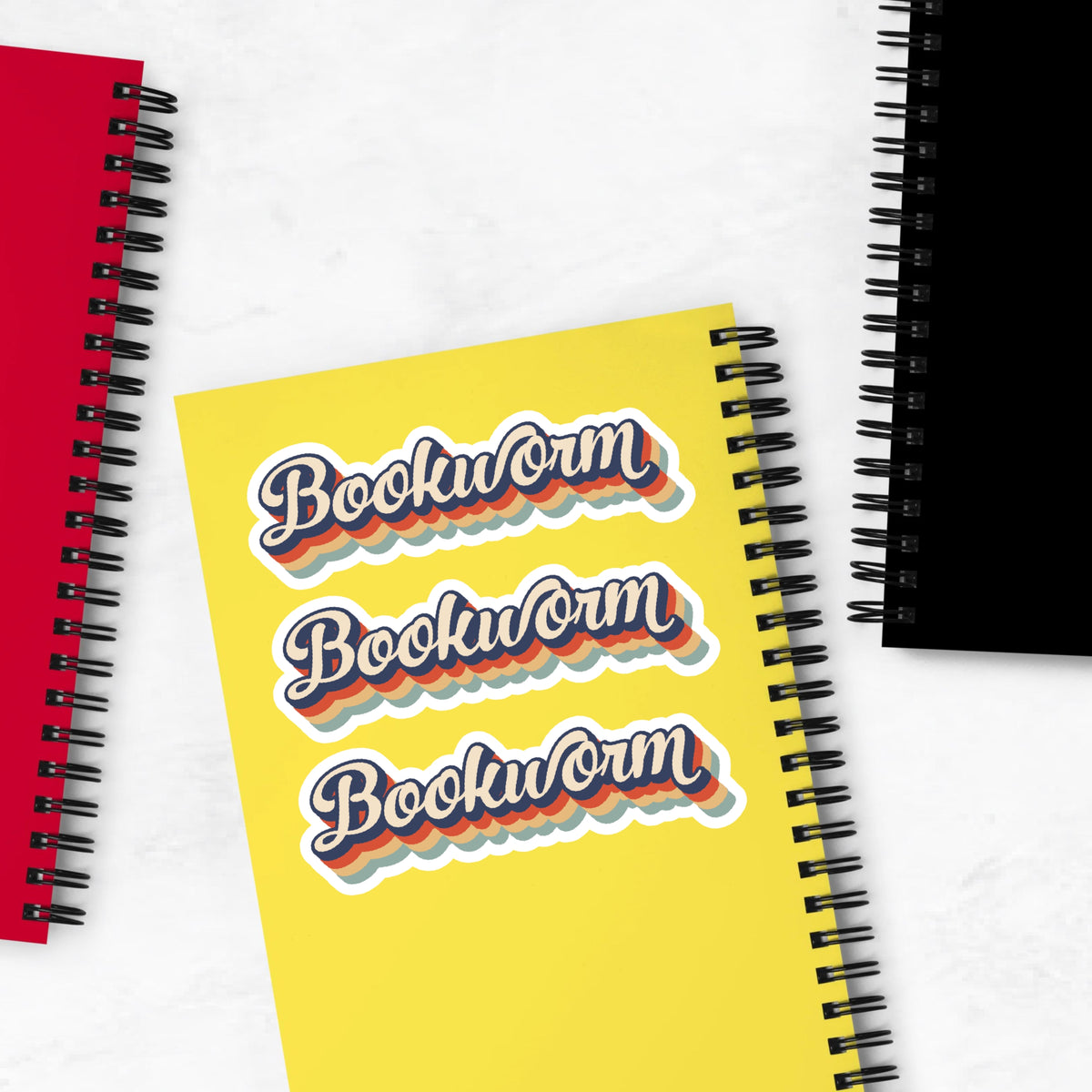 Retro Bookworm Book Lover Kiss-Cut Stickers