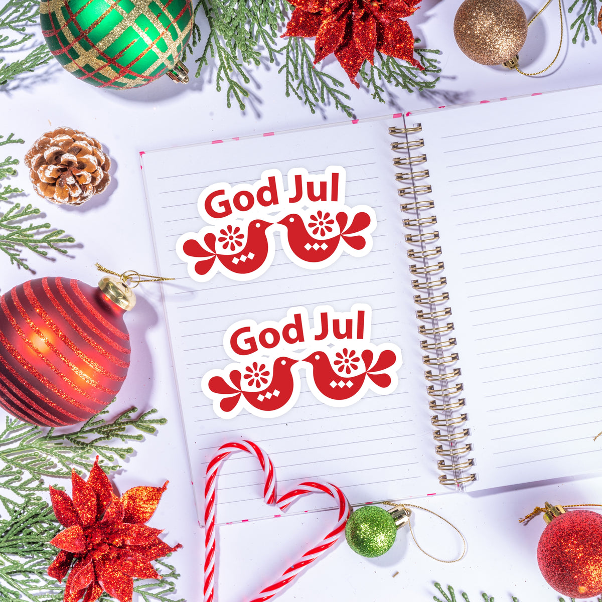 God Jul Folk Art Vinyl Sticker Set | Vinyl Stickers