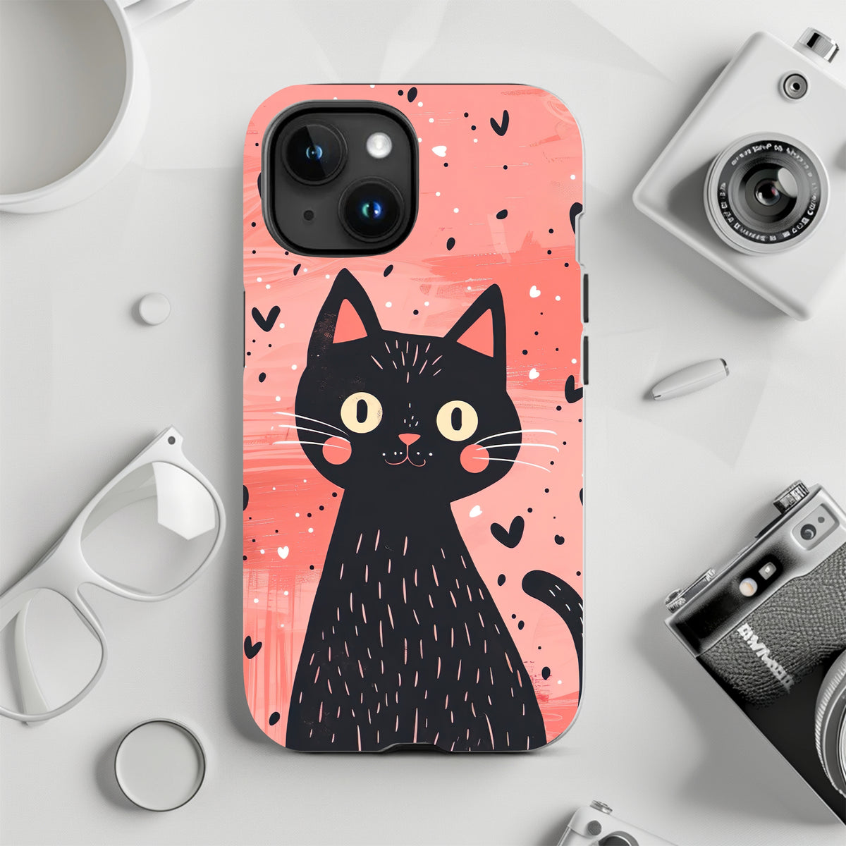 Cute Black Cat Valentine iPhone Case 