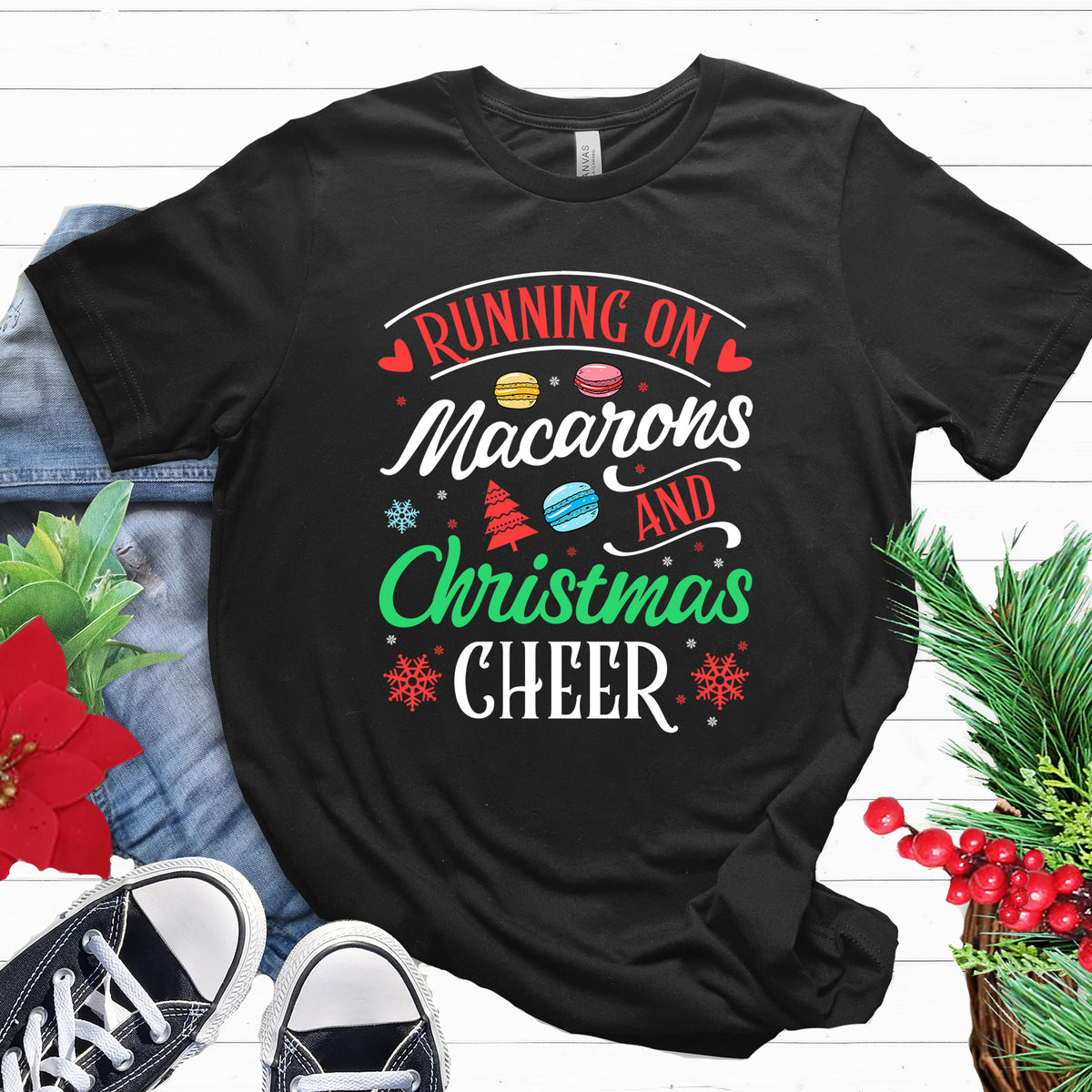 Macarons & Christmas Cheer Baking Shirt | Cookie Baking Gifts | Unisex Jersey T-shirt