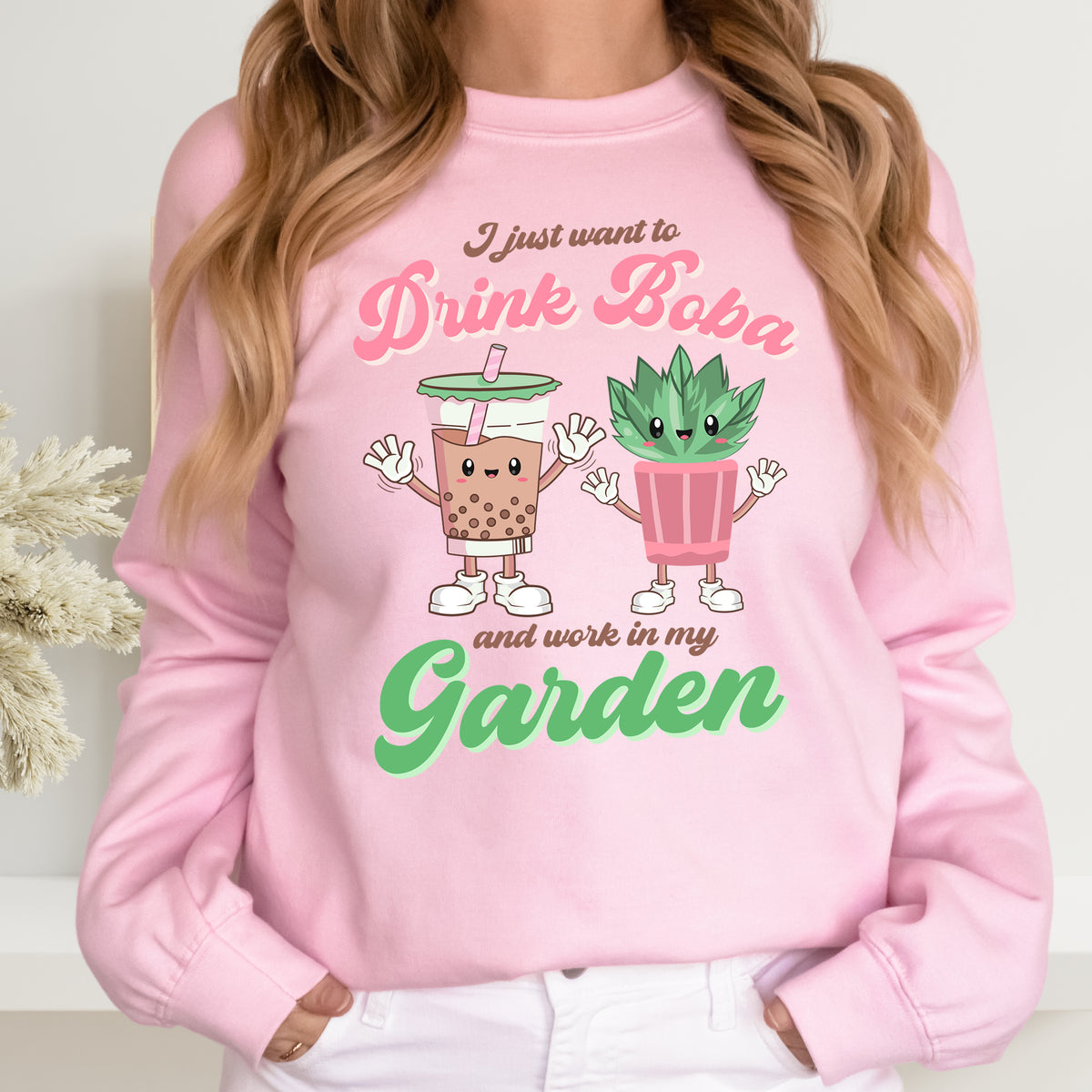 Bubble Tea Shirt | Boba Tea Retro Shirt | Plant Mom Shirt | Garden Gift | Unisex Crewneck Sweatshirt