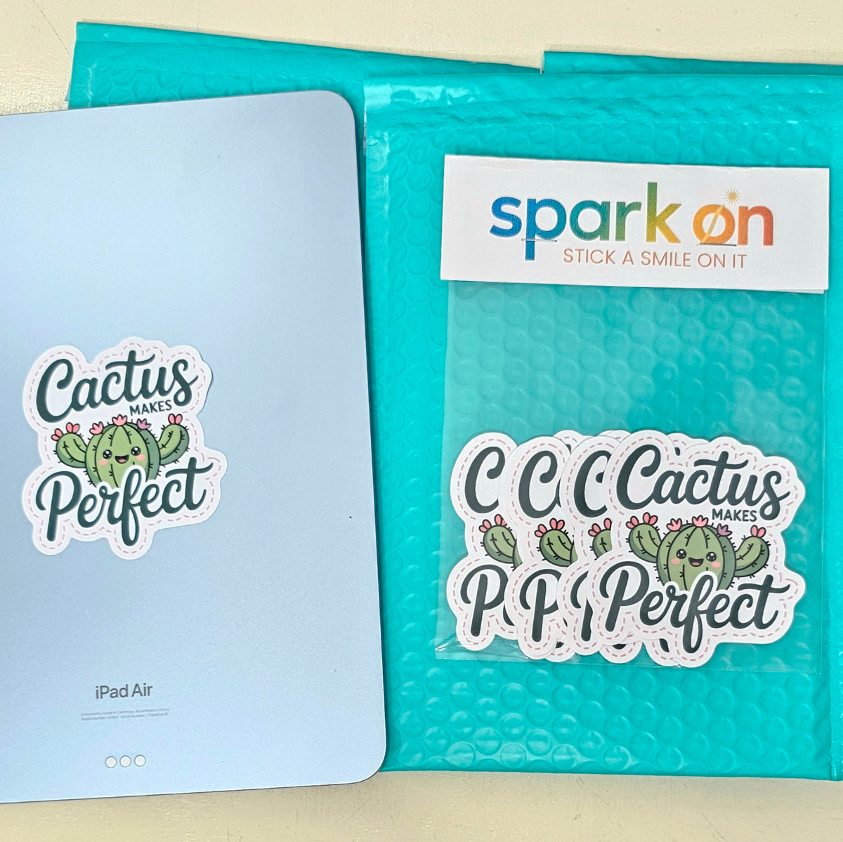 Cactus Makes Perfect Plant Sticker Set | Cute Kawaii Stickers | Plant Lover Gift | 5-Pack