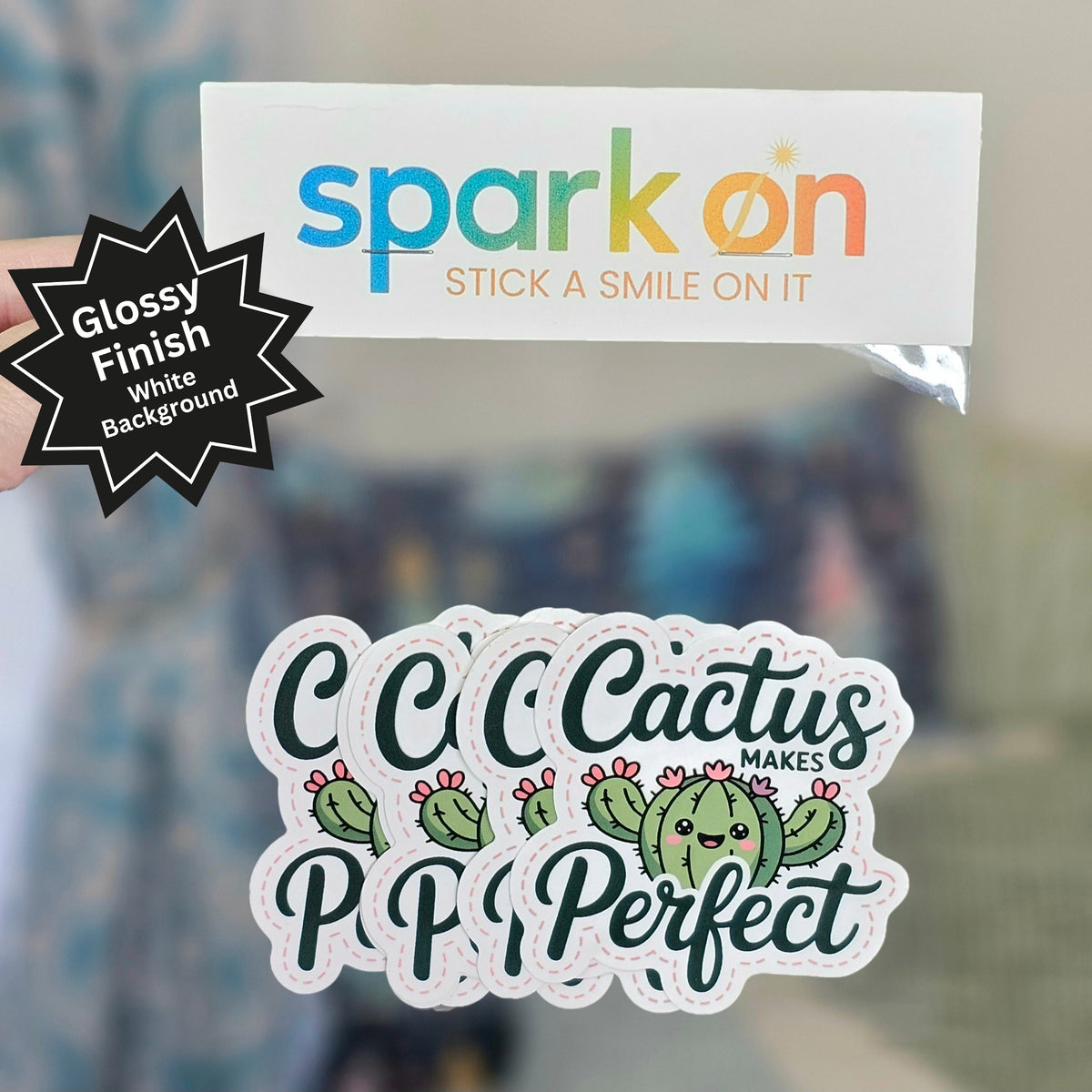 Cactus Makes Perfect Plant Sticker Set | Cute Kawaii Stickers | Plant Lover Gift | 5-Pack