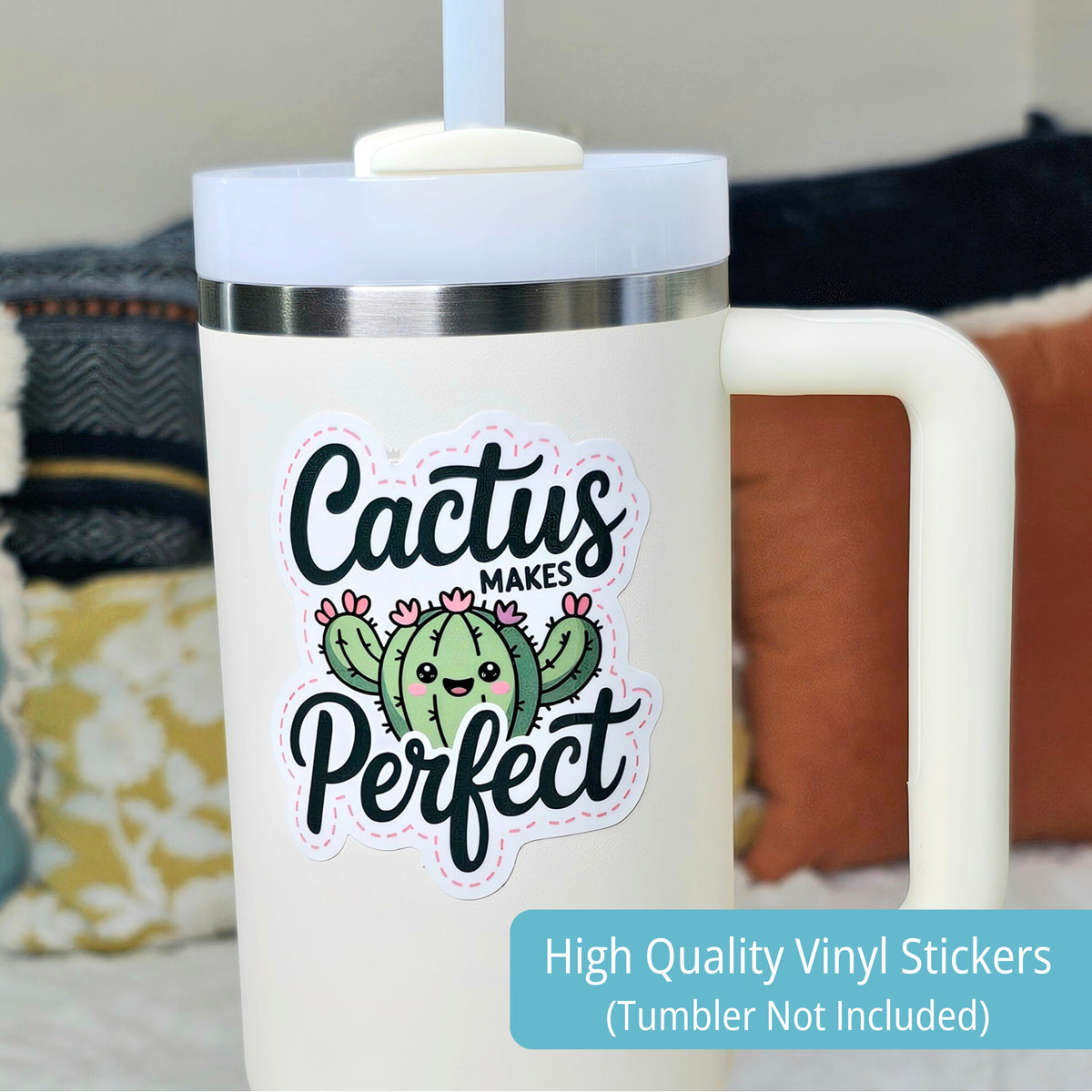 Cactus Makes Perfect Plant Sticker Set | Cute Kawaii Stickers | Plant Lover Gift | 5-Pack