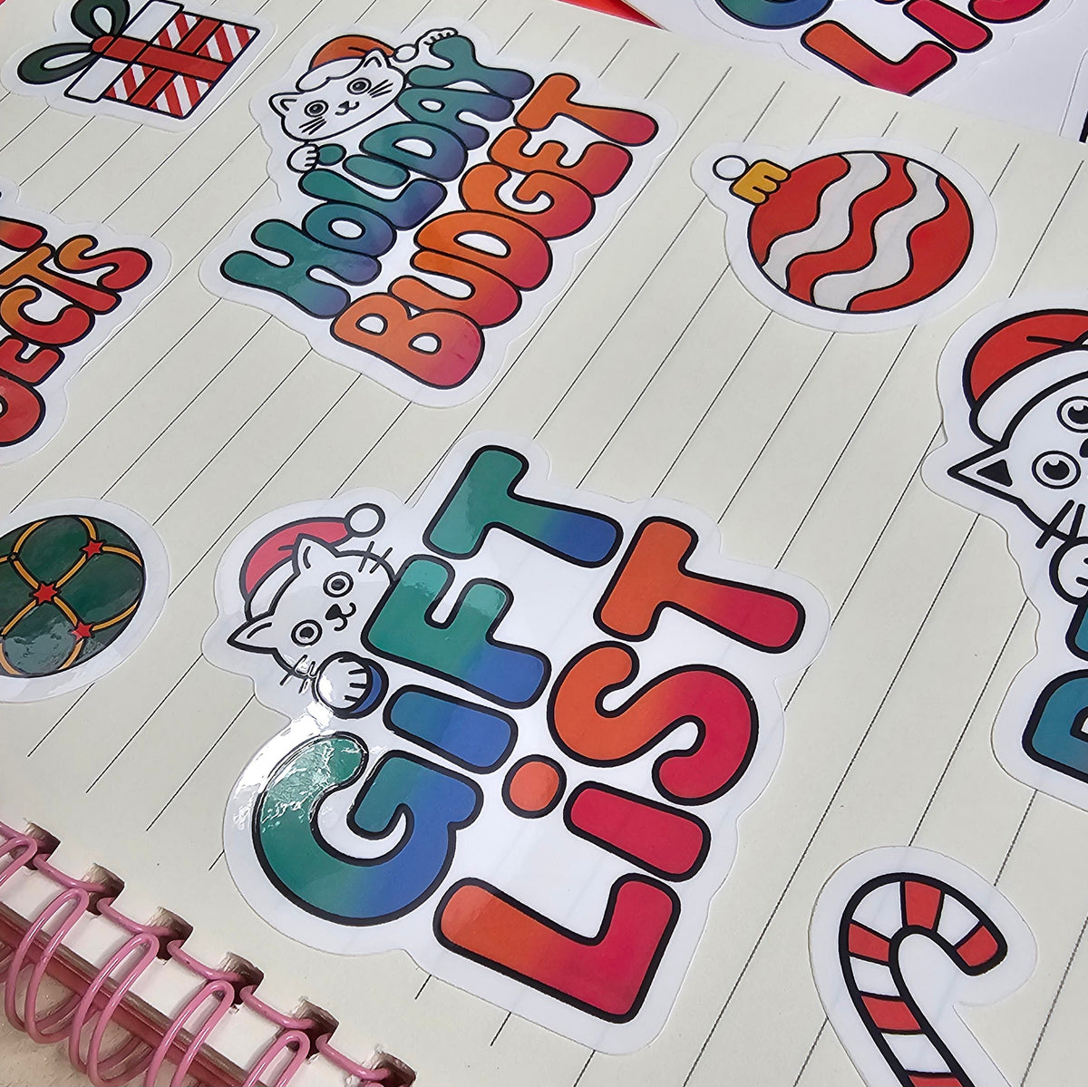 Cat Lover Holiday Planner Stickers | Cat Christmas Sticker Set | Stocking Stuffers