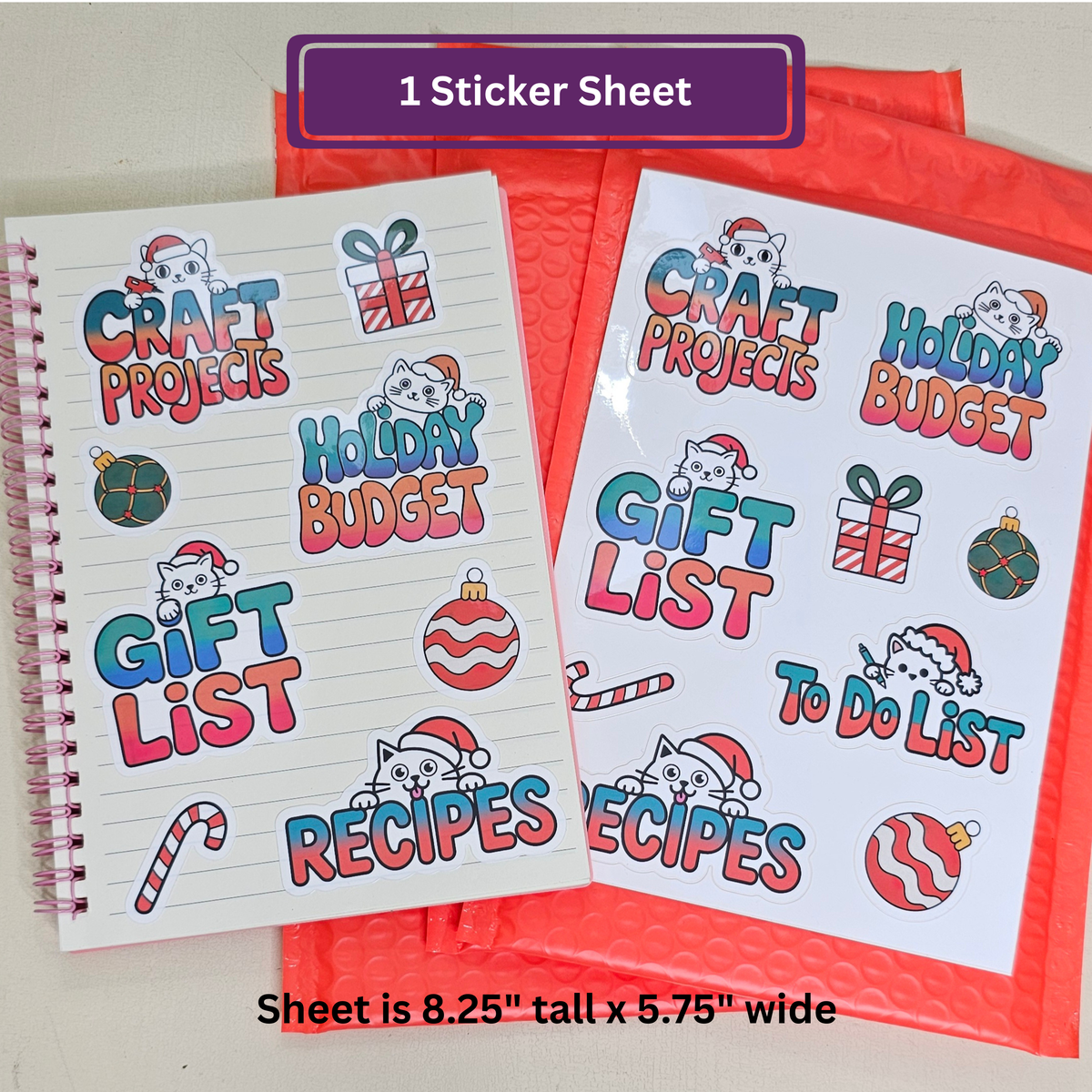 Cat Lover Holiday Planner Stickers | Cat Christmas Sticker Set | Stocking Stuffers