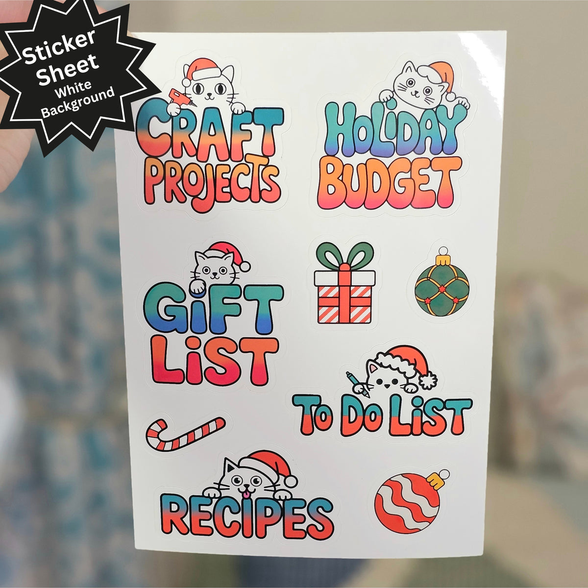 Cat Lover Holiday Planner Stickers | Vinyl Sticker Set