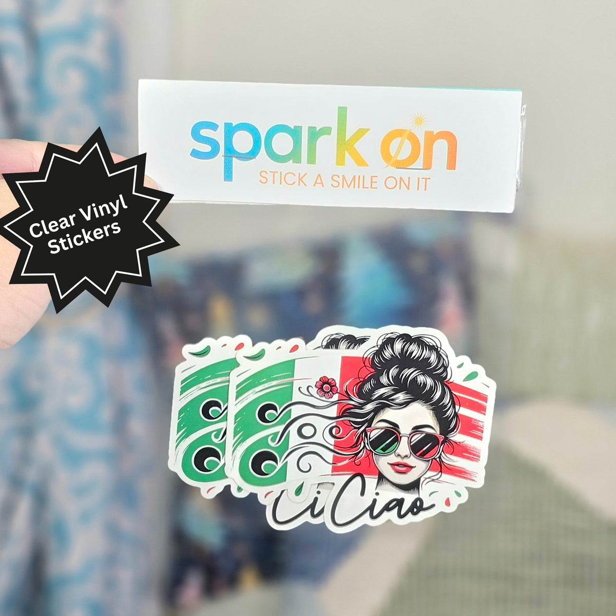 Ciao Italian Flag Stickers | Clear Vinyl Sticker Set