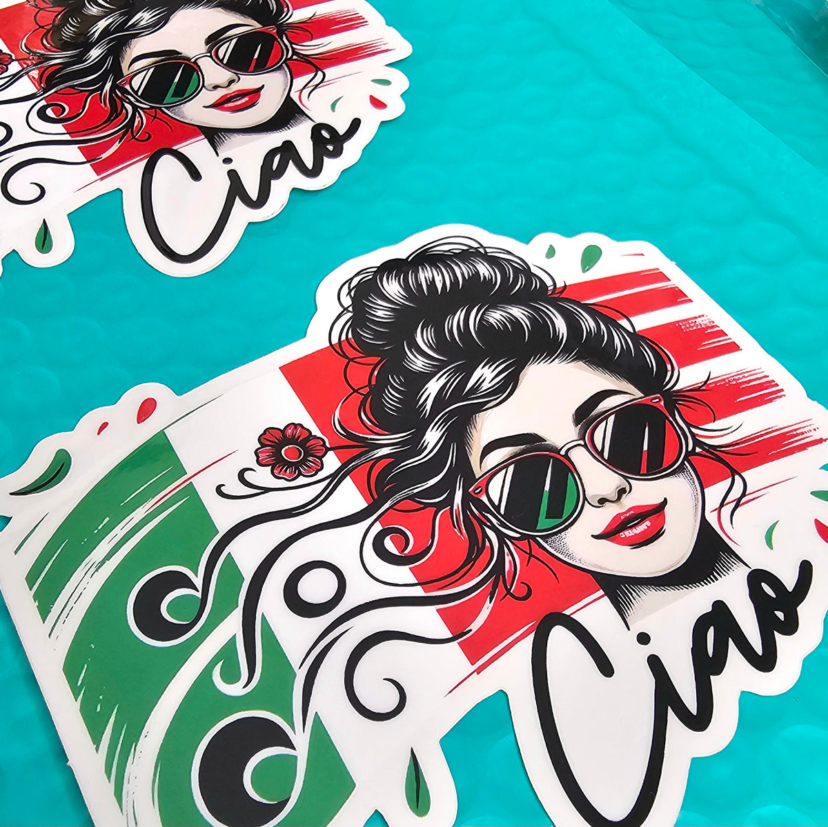 Ciao Italian Flag Stickers | Italian Girl Clear Sticker Set | Italy Travel Lover Gift