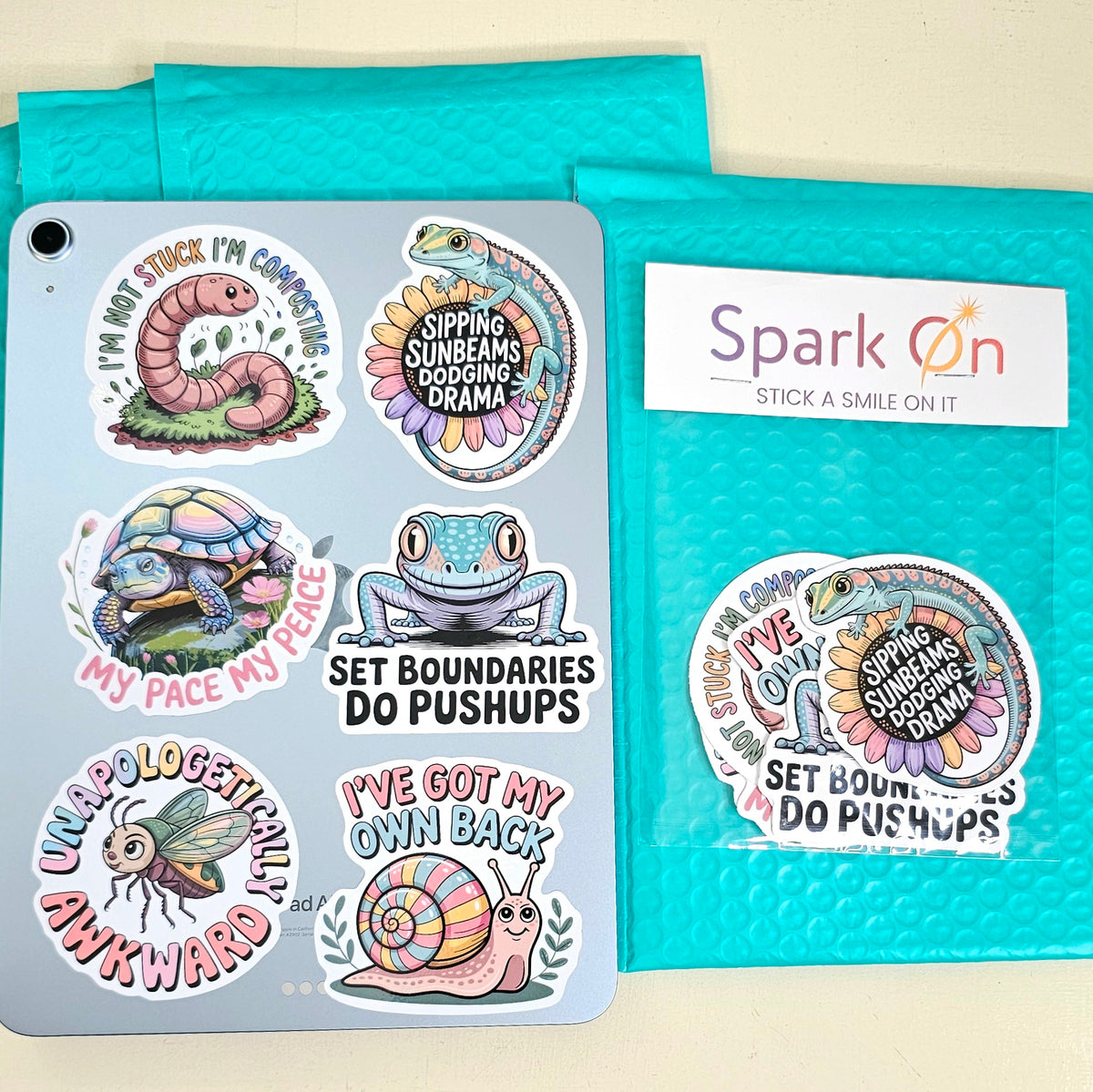 Motivational Critter Reptile Bug Stickers | Funny Nature Lover Sticker Set of 6