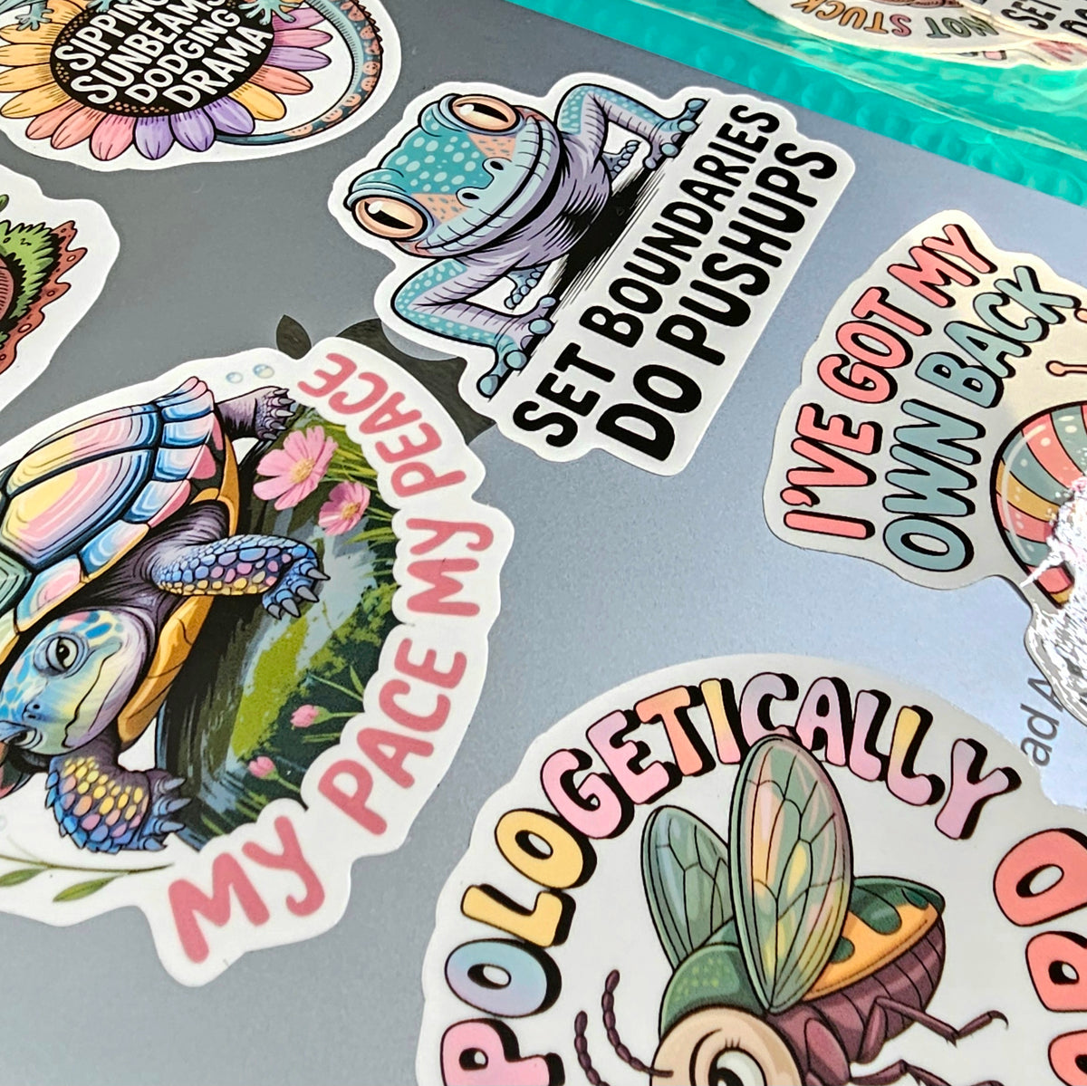 Motivational Critter Reptile Bug Stickers | Funny Nature Lover Sticker Set of 6