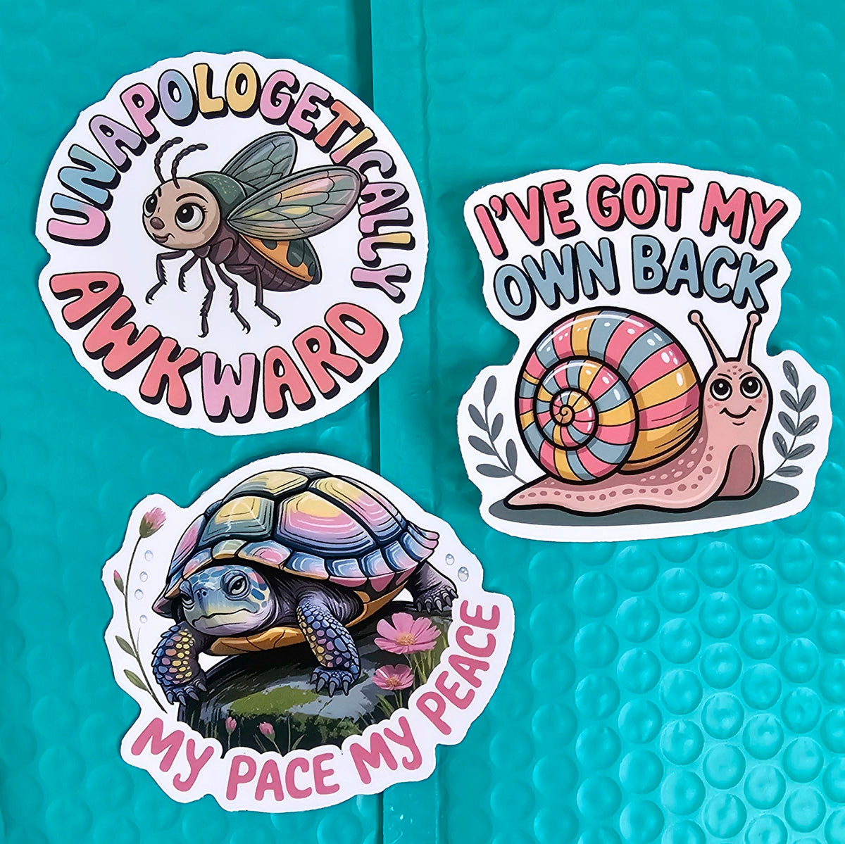 Motivational Critter Reptile Bug Stickers | Funny Nature Lover Sticker Set of 6