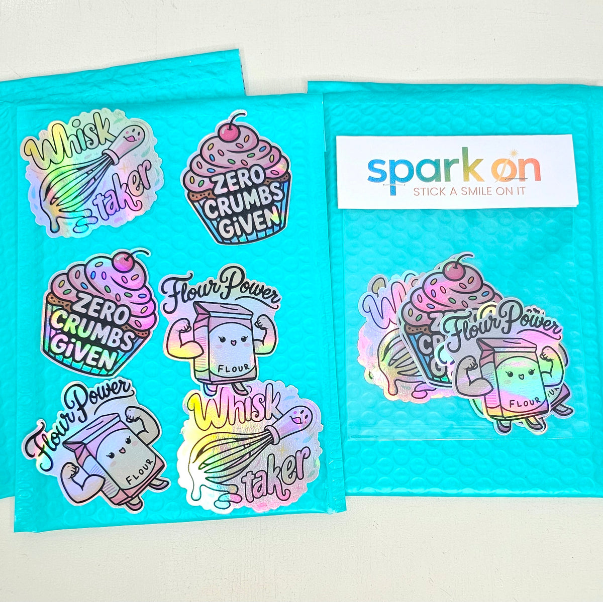 Funny Baking Holographic Sticker Set | Cute Kawaii Stickers | Gift for Baker | 6-Pack