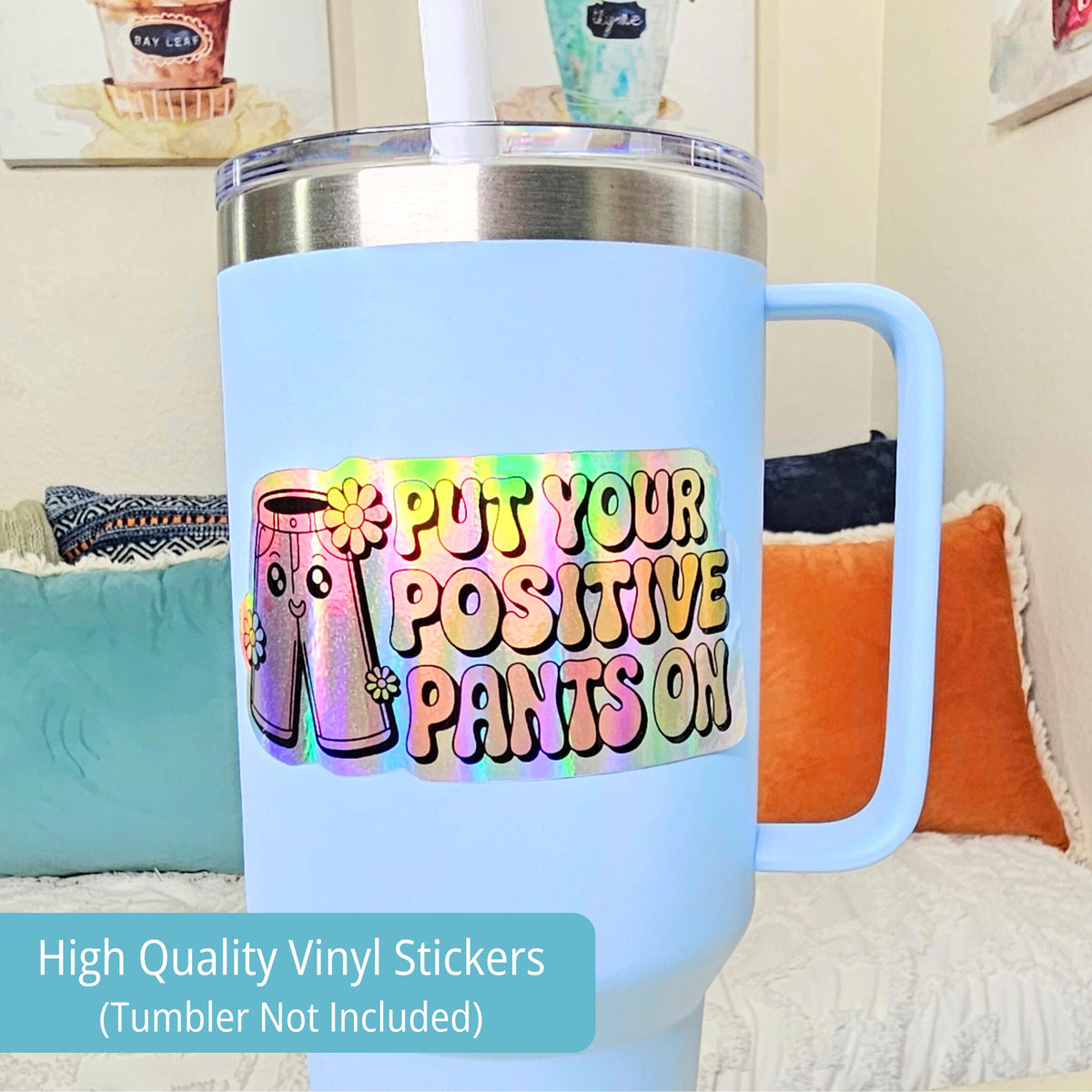Kawaii Holographic Stickers | Affirmations Sticker Set | Mental Health Stickers | Psychologist Gift | 4-Pack
