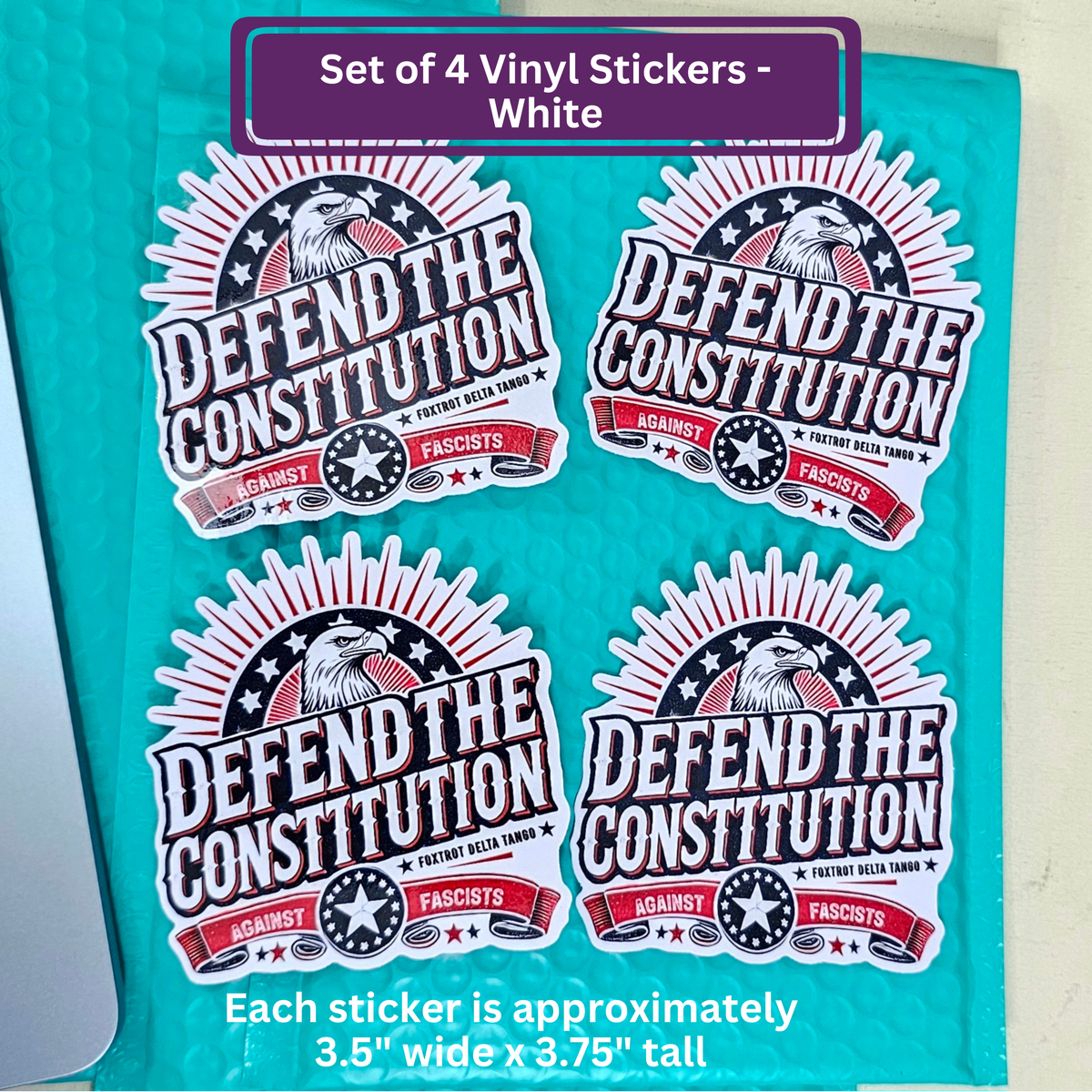 Defend the Constitution Anti Trump Stickers | White Vinyl Sticker Set