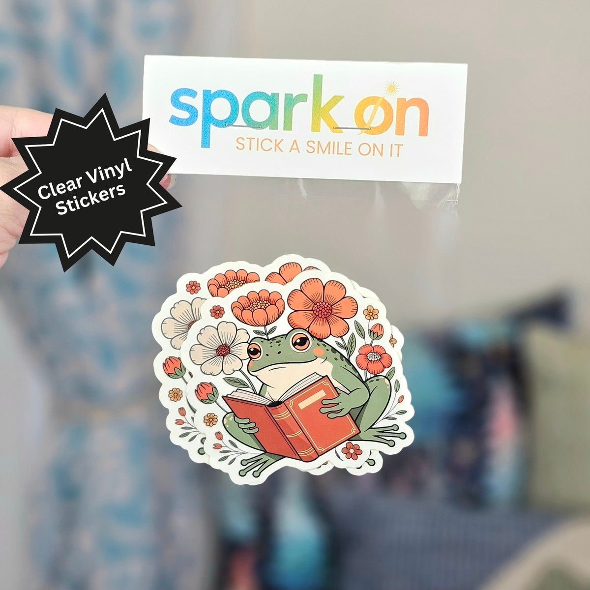 Reading Frog Sticker Set  | Clear Vinyl Sticker Set