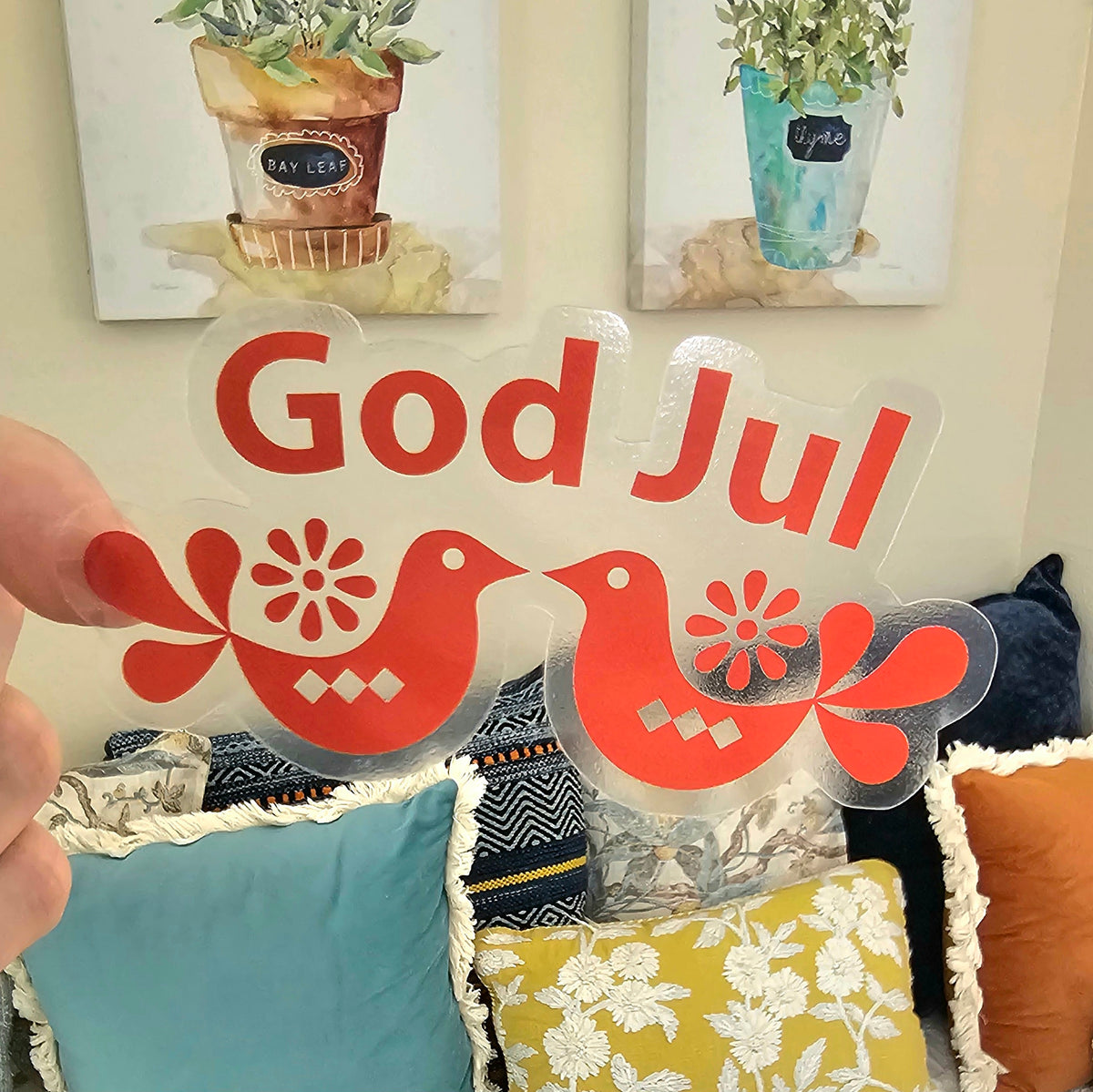 God Jul Clear Christmas Stickers | Swedish Christmas Sticker Set of 4 | Nordic Gift