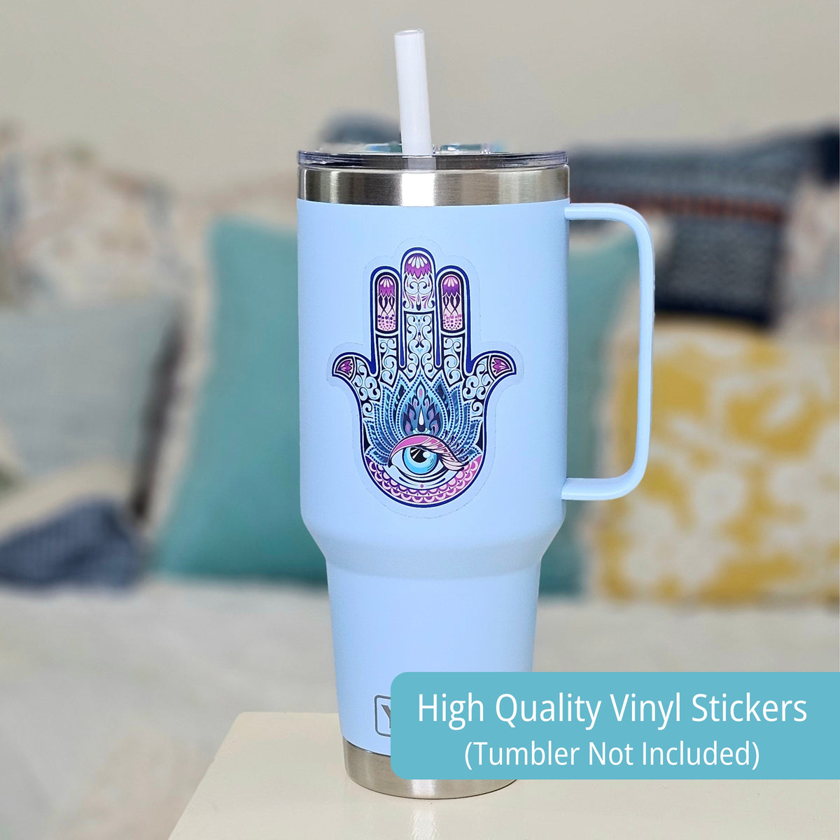 Hamsa Hand of Fatima Stickers | Evil Eye Protection Gift | Holographic or Clear Stickers