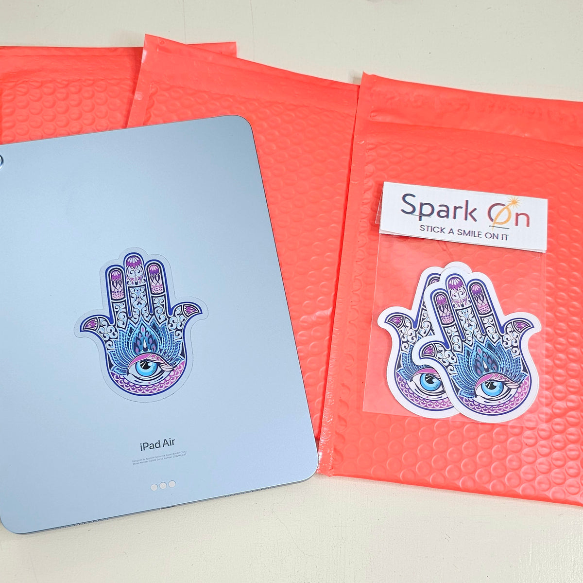 Hamsa Hand of Fatima Stickers | Evil Eye Protection Gift | Holographic or Clear Stickers