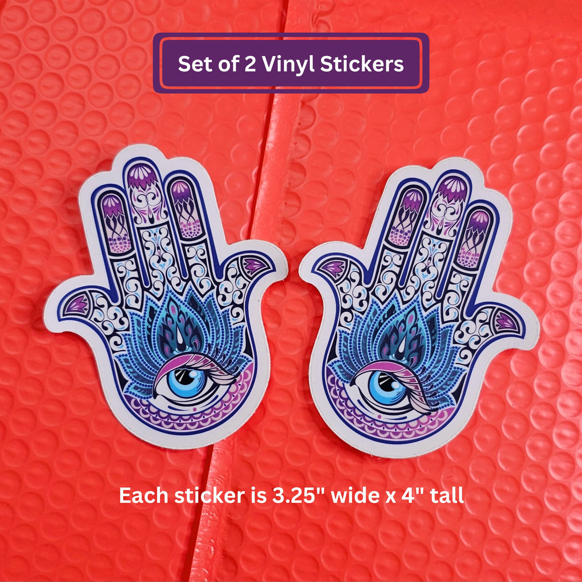Hamsa Hand of Fatima Stickers | Evil Eye Protection Gift | Holographic or Clear Stickers