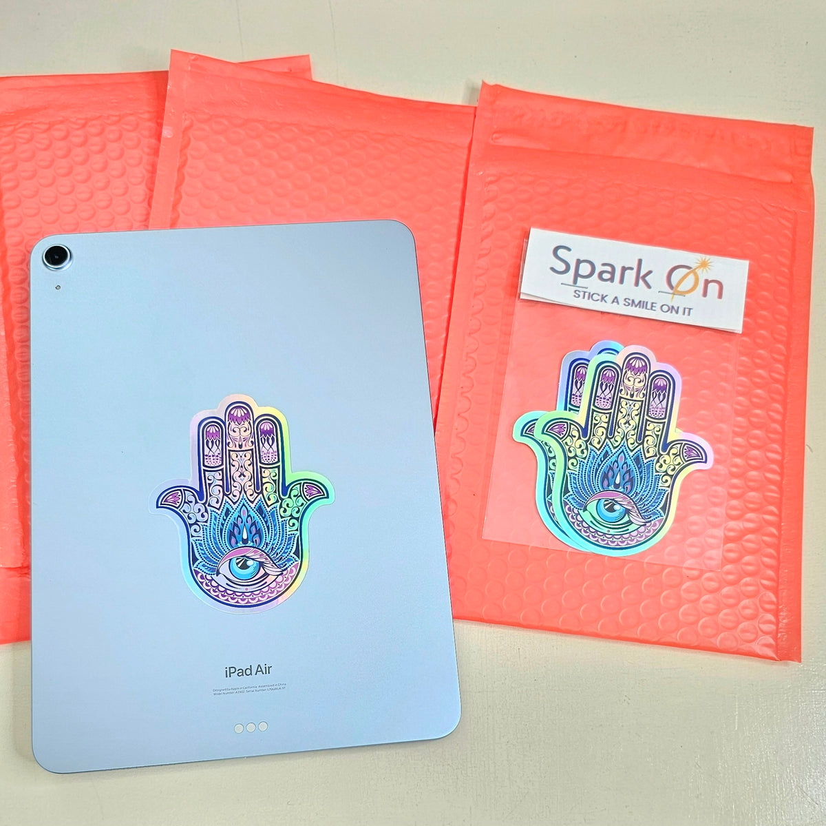 Hamsa Hand of Fatima Stickers | Evil Eye Protection Gift | Holographic or Clear Stickers