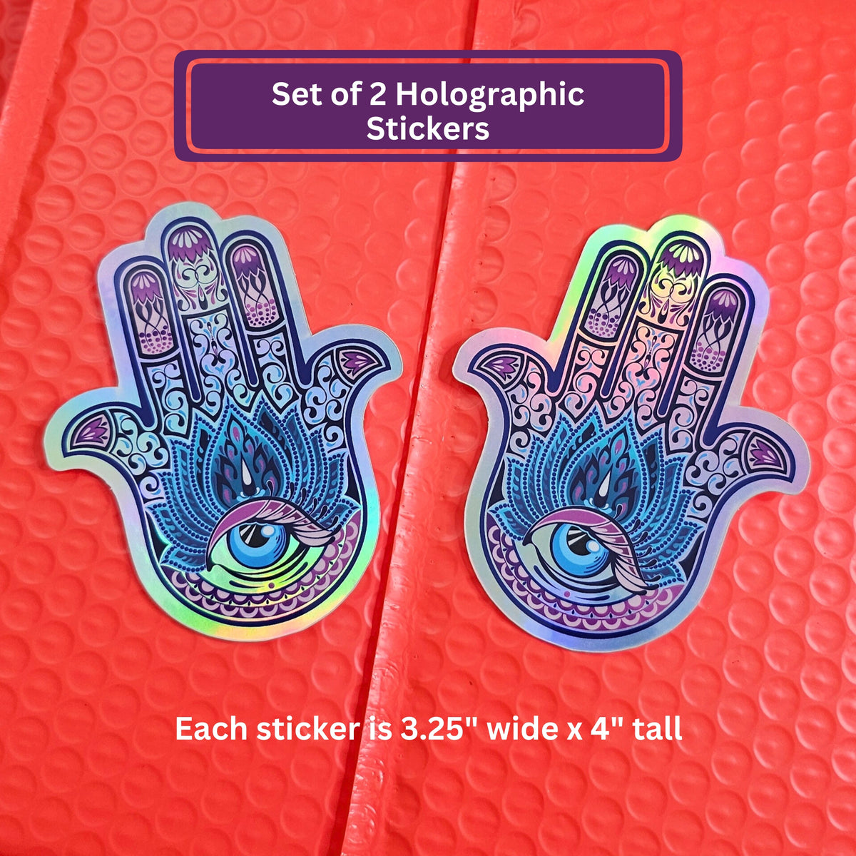 Hamsa Hand of Fatima Stickers | Evil Eye Protection Gift | Holographic or Clear Stickers