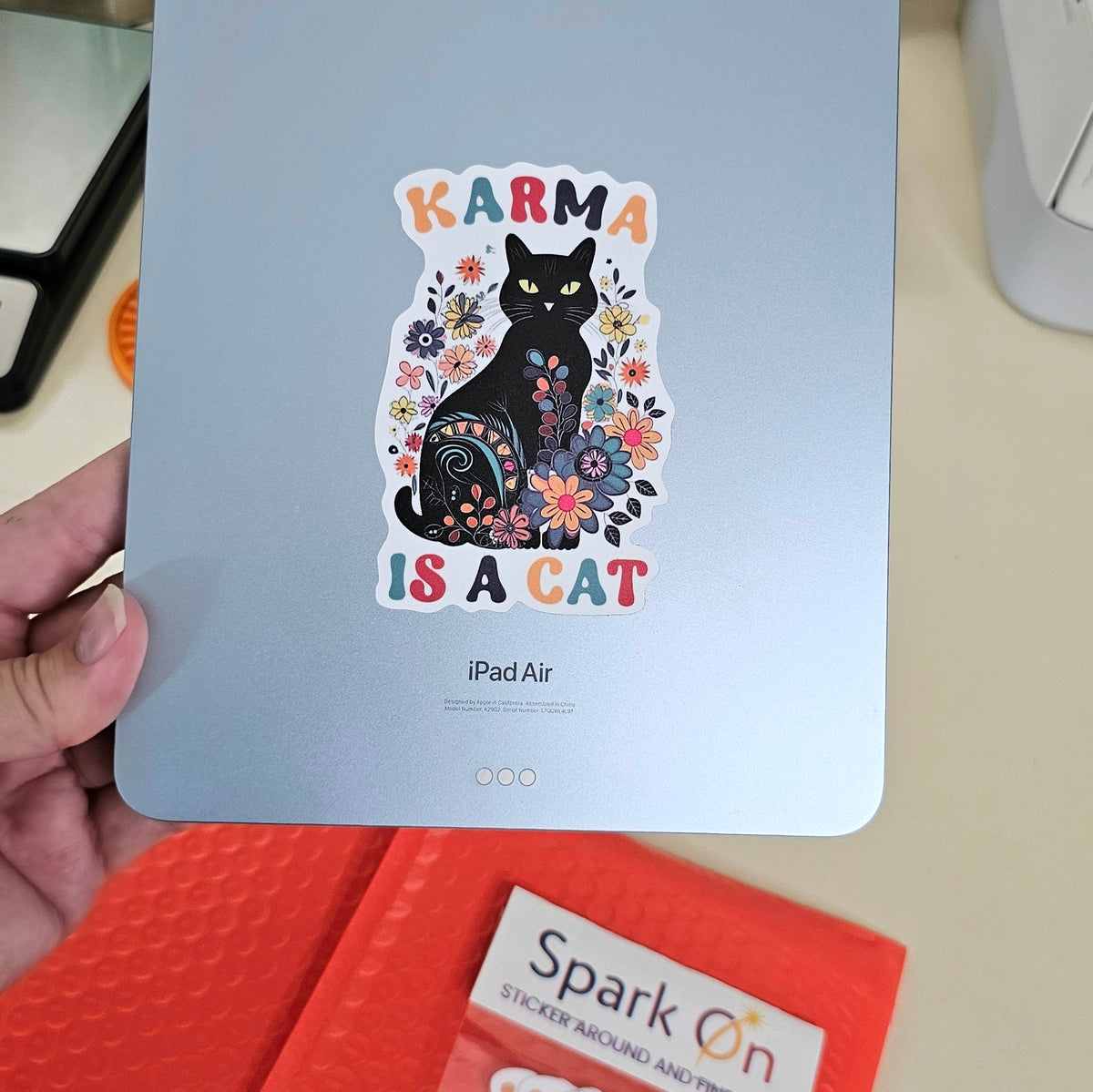 Karma Is a Cat Stickers | Cat Lover Gift | Boho Vinyl Sticker Set of 3