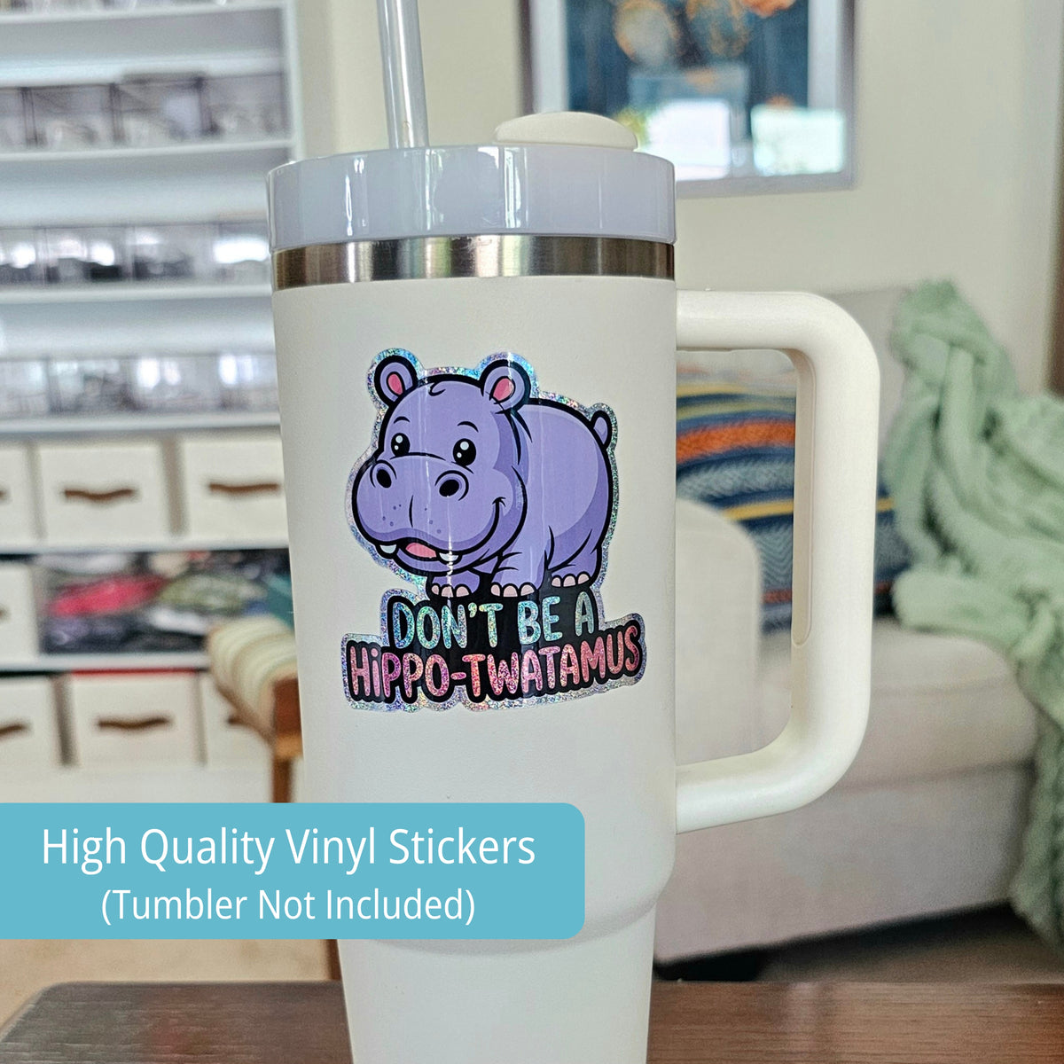 Pixie Dust Hippo Sticker Pack (3) | Cute Kawaii Hippo-twatamus Vinyl Stickers | Funny Meme Gift