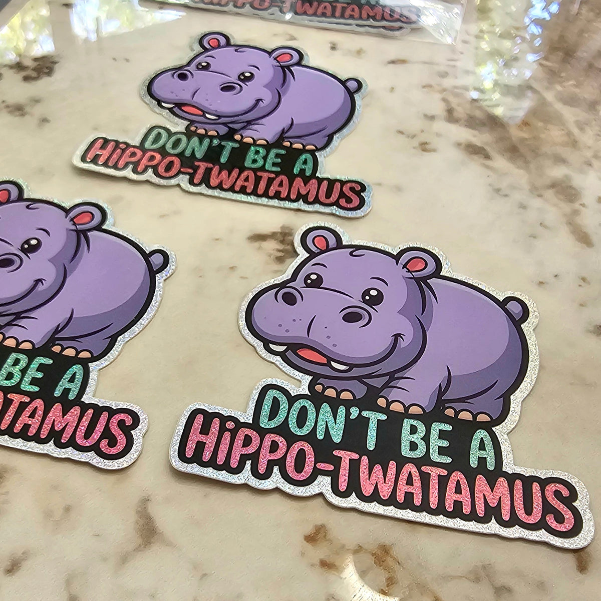 Pixie Dust Hippo Sticker Pack (3) | Cute Kawaii Hippo-twatamus Vinyl Stickers | Funny Meme Gift