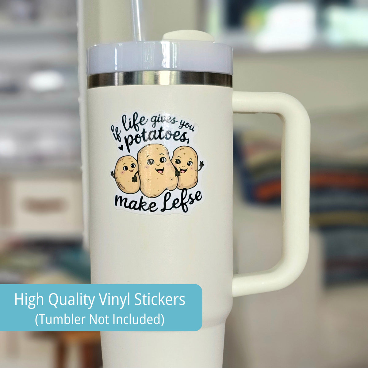 Cute Kawaii Lefse Party Stickers | If Life Gives You Potatoes Funny Lefse Sticker Pack (6), Minnesota Gift
