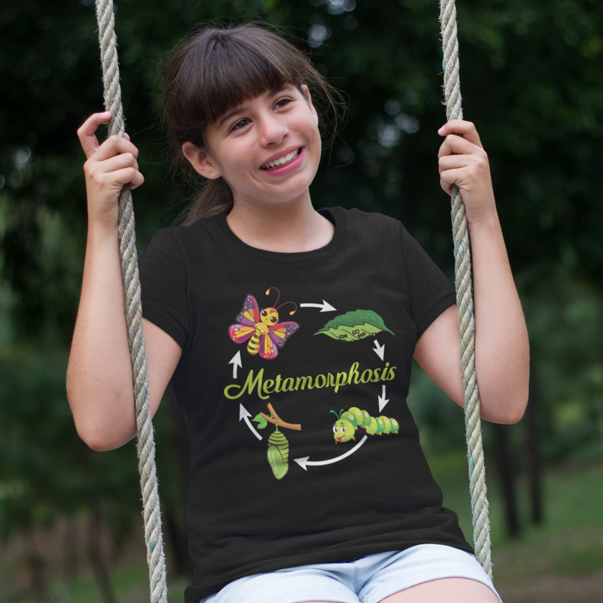 Metamorphosis Life Cycle Biology Shirts  | Black Youth T-shirt