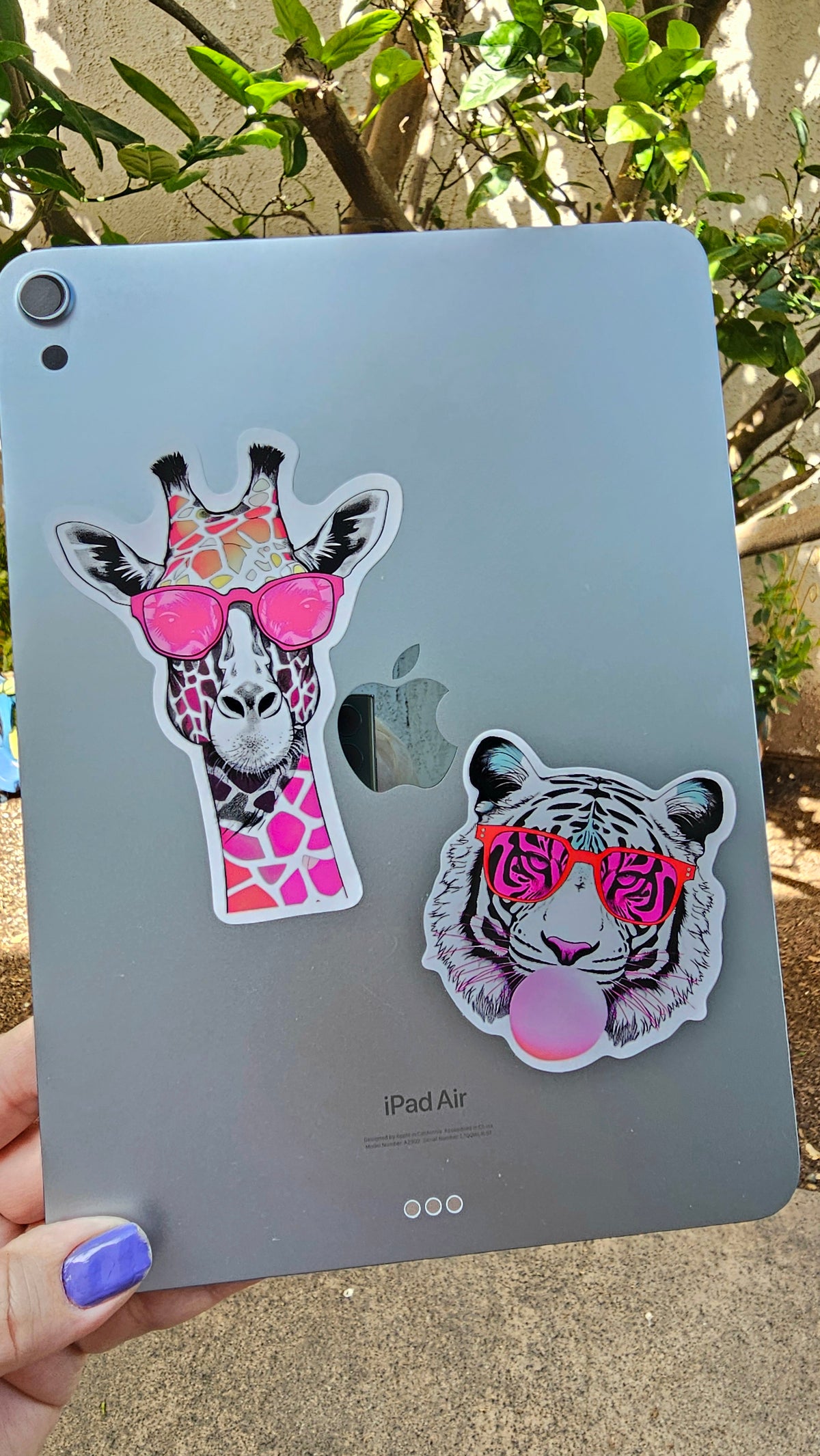 Pink Sunglasses Cute Safari Stickers | Giraffe Tiger Sticker Set | Wildlife Glossy Vinyl Stickers