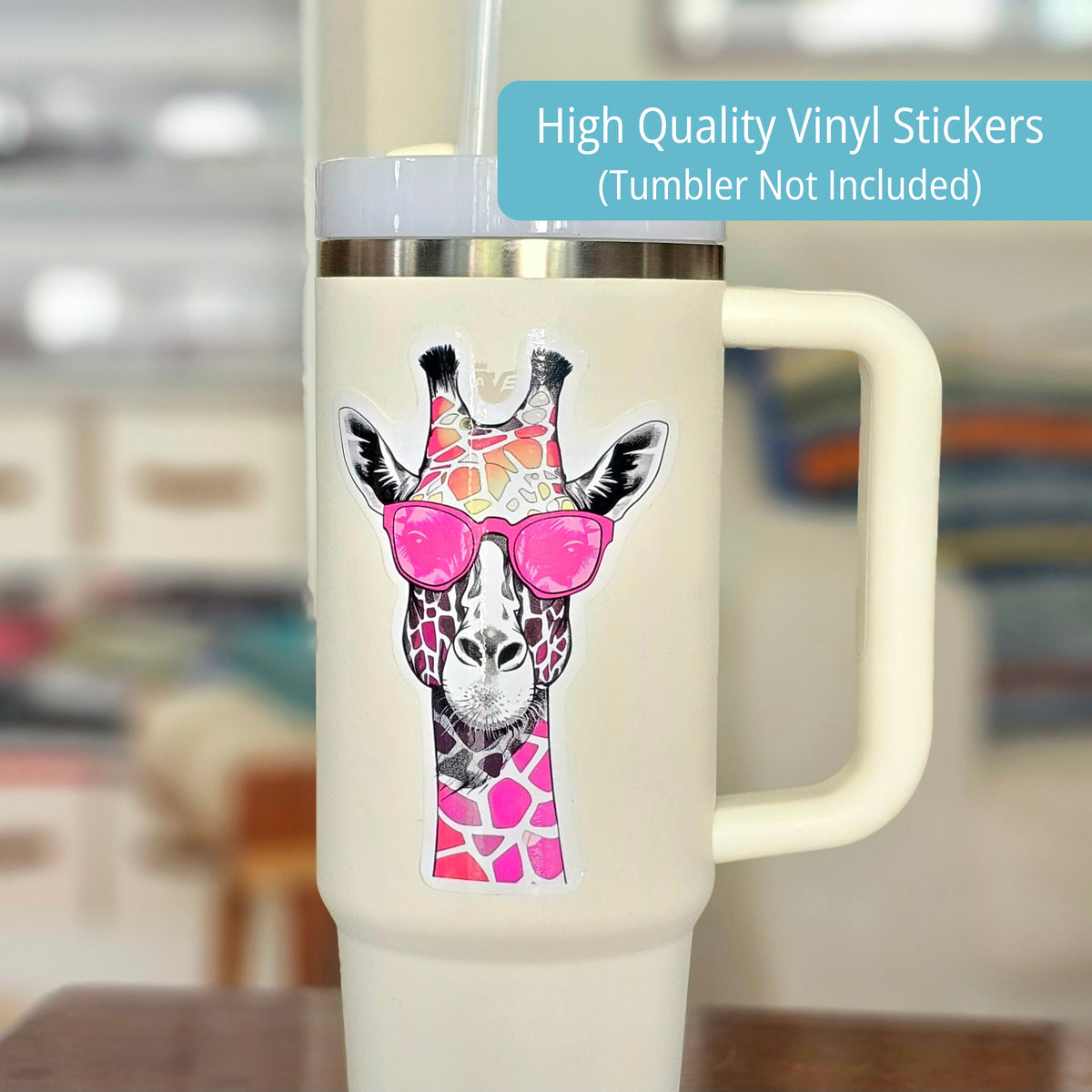 Pink Sunglasses Cute Safari Stickers | Giraffe Tiger Sticker Set | Wildlife Glossy Vinyl Stickers