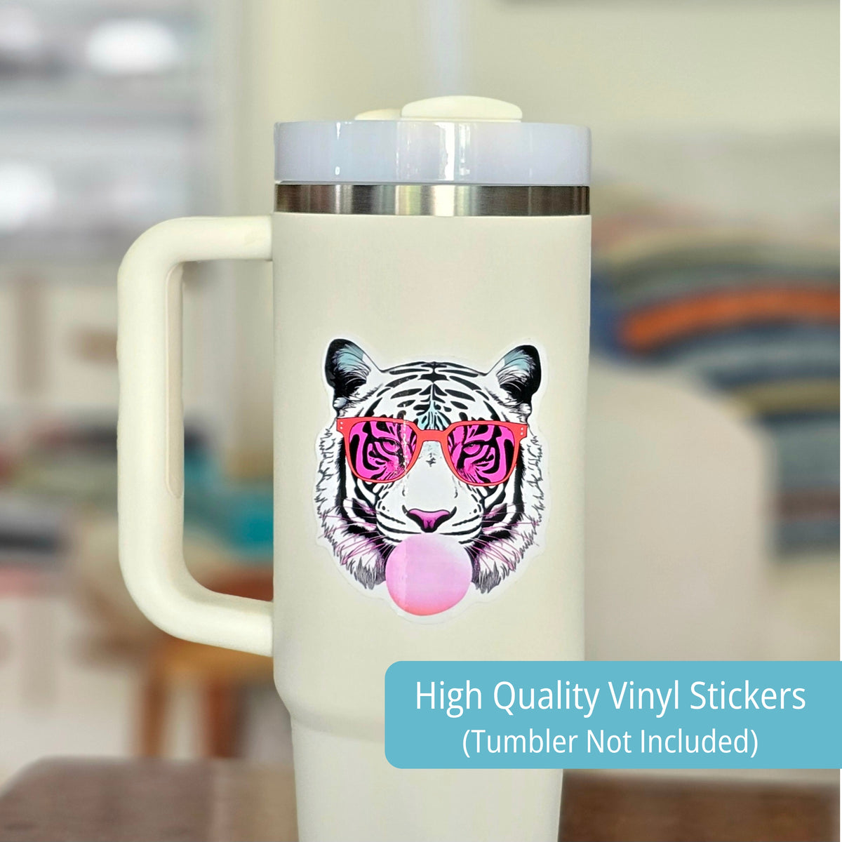 Pink Sunglasses Cute Safari Stickers | Giraffe Tiger Sticker Set | Wildlife Glossy Vinyl Stickers