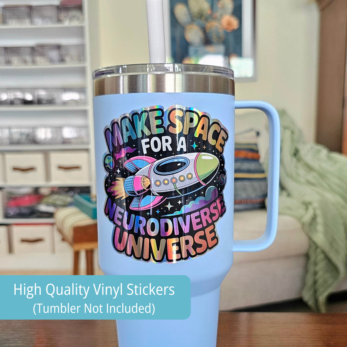 Neurodiverse Universe Holographic Stickers | Space Autism Sticker Set | Neurodiversity Glossy Vinyl Stickers