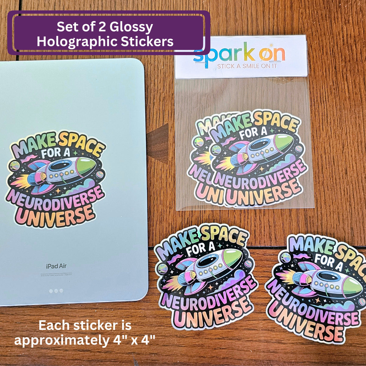 Neurodiverse Universe Holographic Stickers | Space Autism Sticker Set | Neurodiversity Glossy Vinyl Stickers