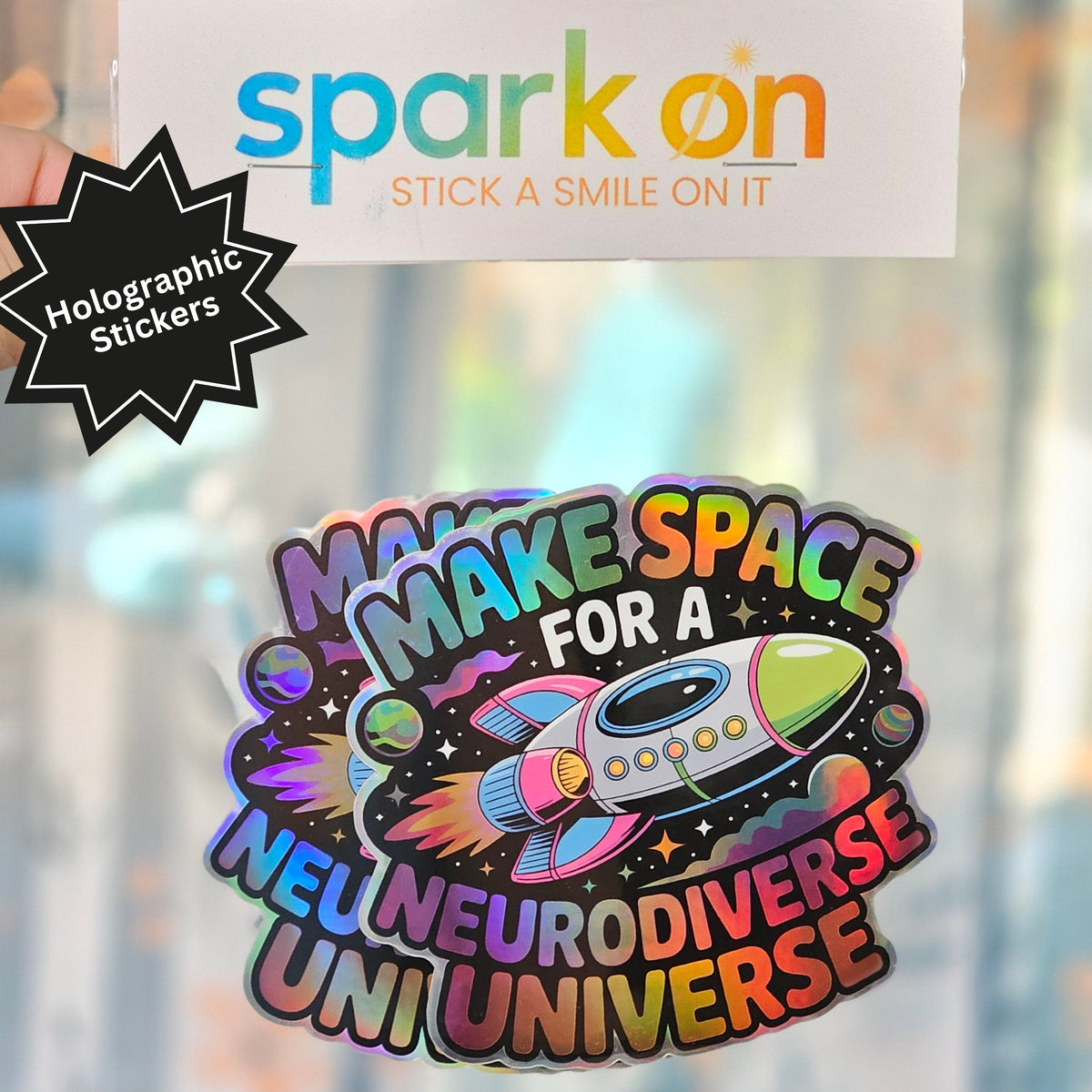 Neurodiverse Universe Holographic Stickers | Space Autism Sticker Set | Neurodiversity Glossy Vinyl Stickers