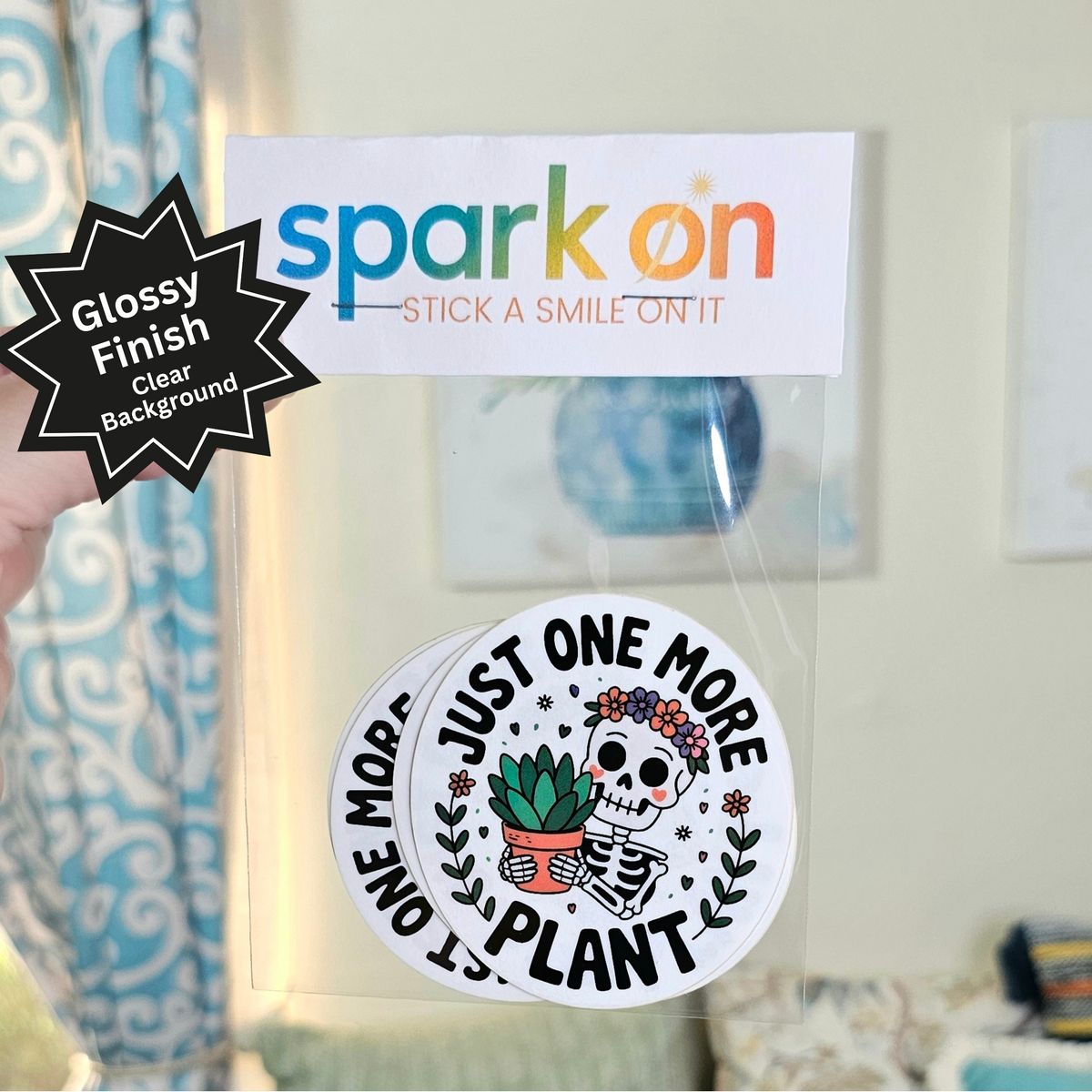 Skeleton Plant Lover Stickers | Just One More Plant Sticker Set of 4
